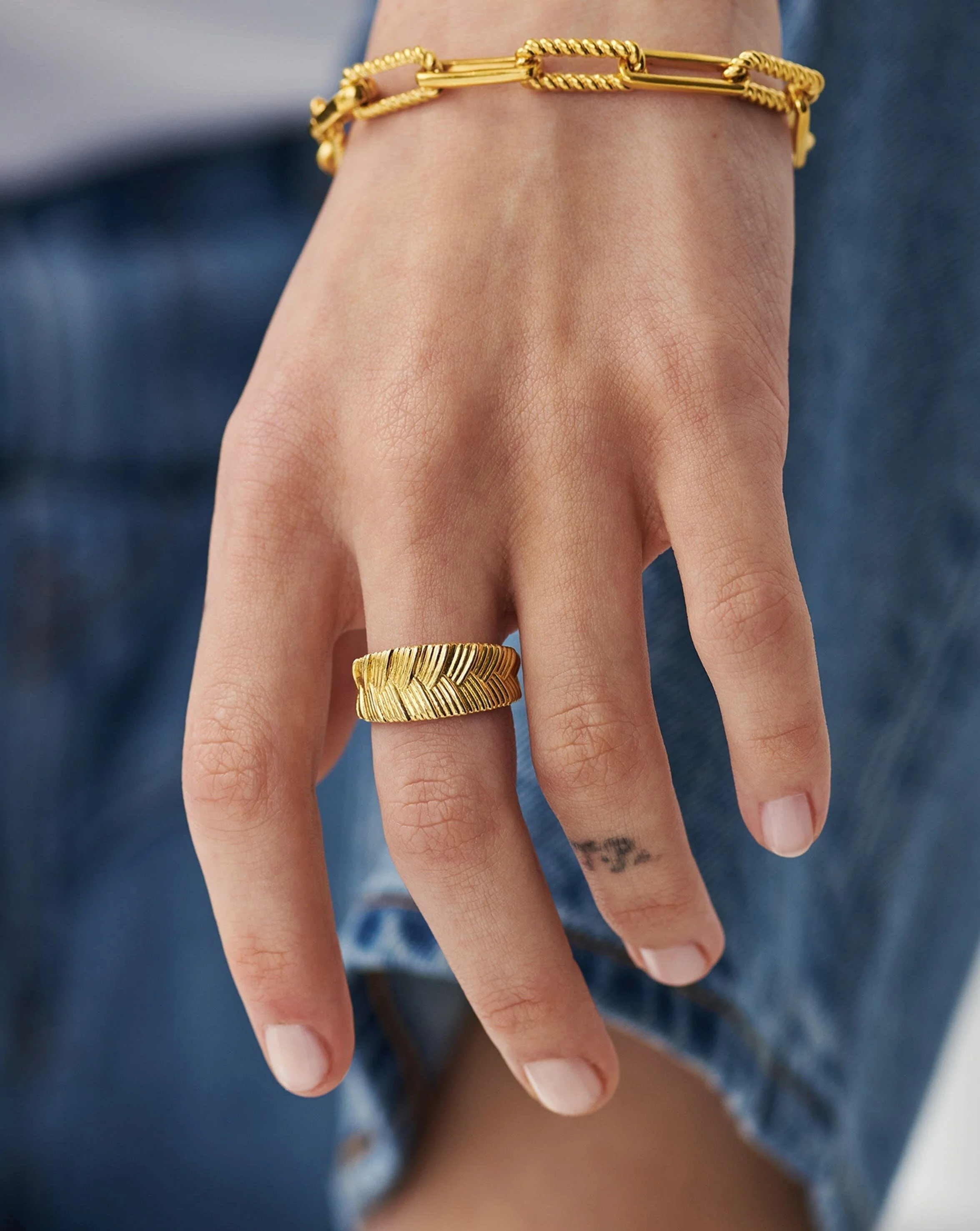 Wide Braid Ring | 18ct Gold Plated - Image 2