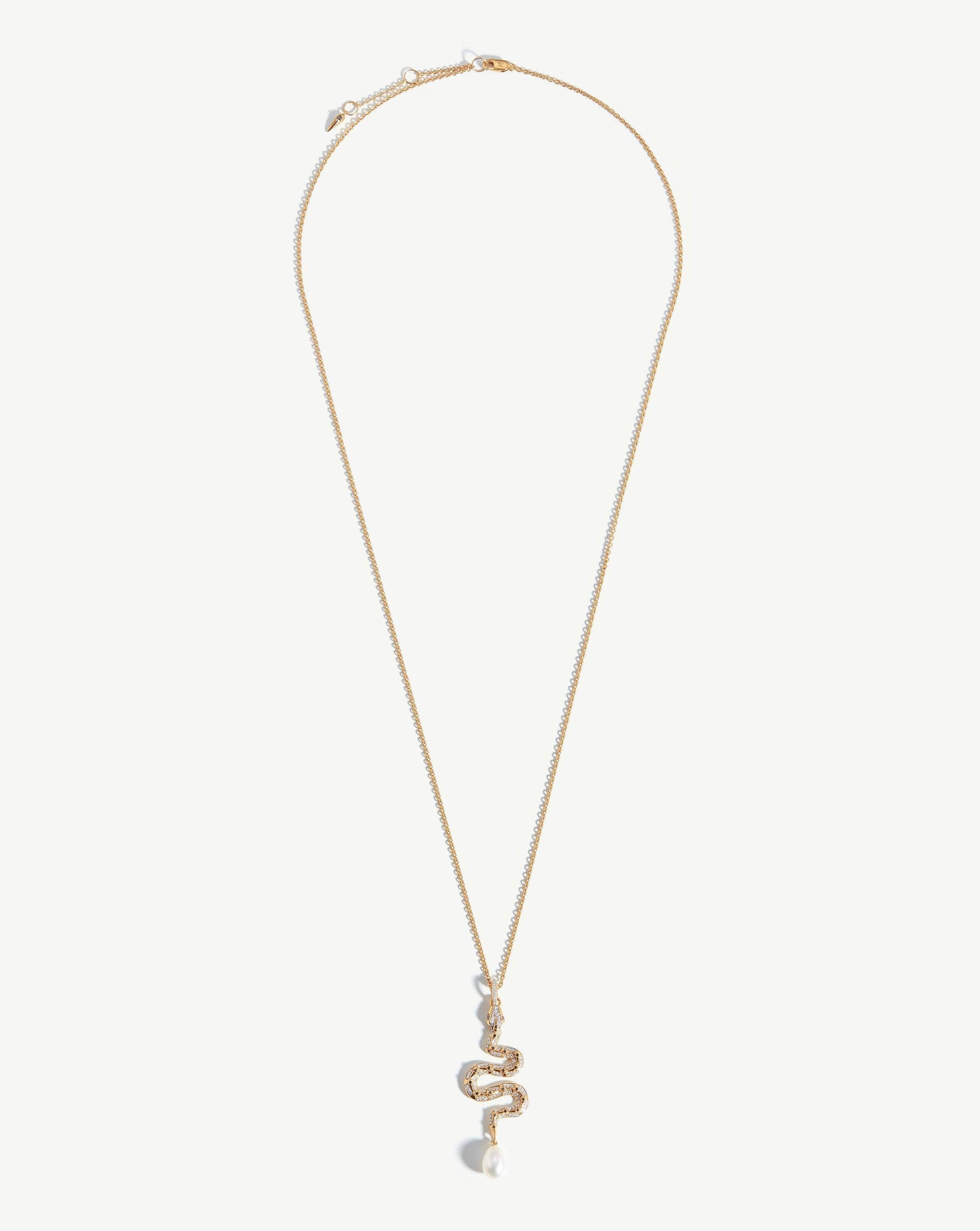 Harris Reed Solid Gold Serpent Necklace | 14ct Solid Gold/Pearl & Diamond - Image 4