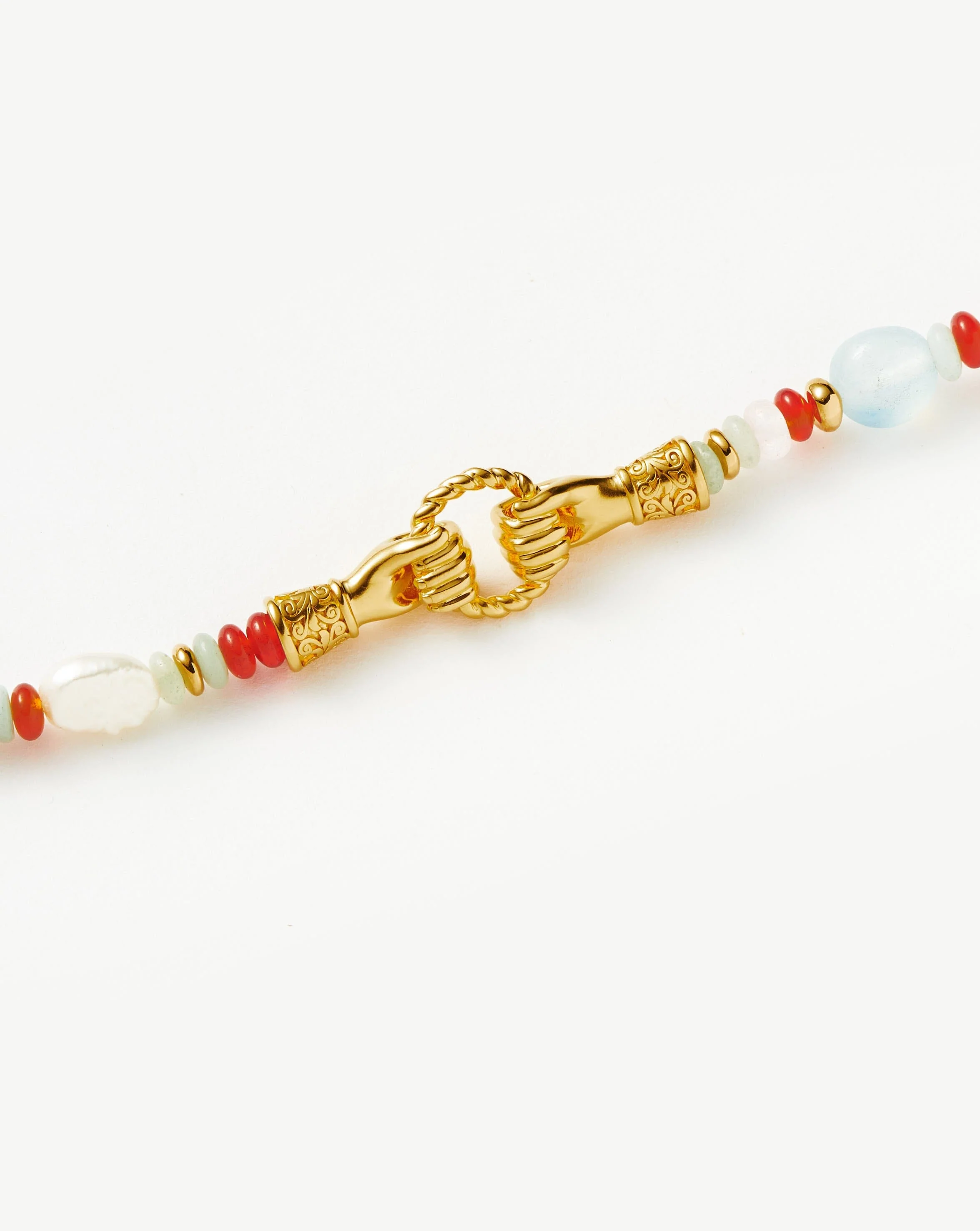 Harris Reed In Good Hands Beaded Gemstone Bracelet | 18ct Gold Plated/Multi Gemstone & Pearl - Image 4