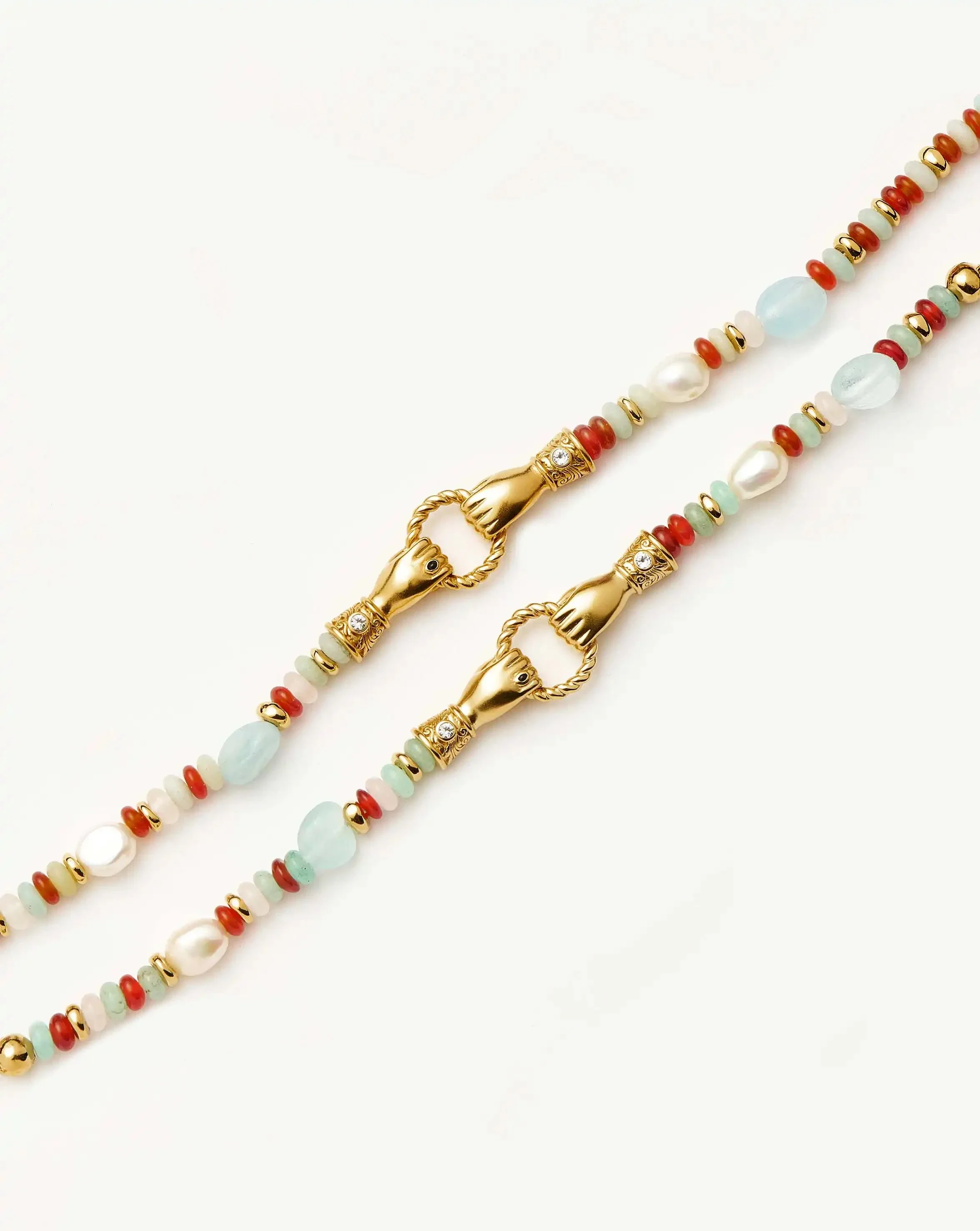 Harris Reed In Good Hands Beaded Gemstone Bracelet | 18ct Gold Plated/Multi Gemstone & Pearl - Image 5