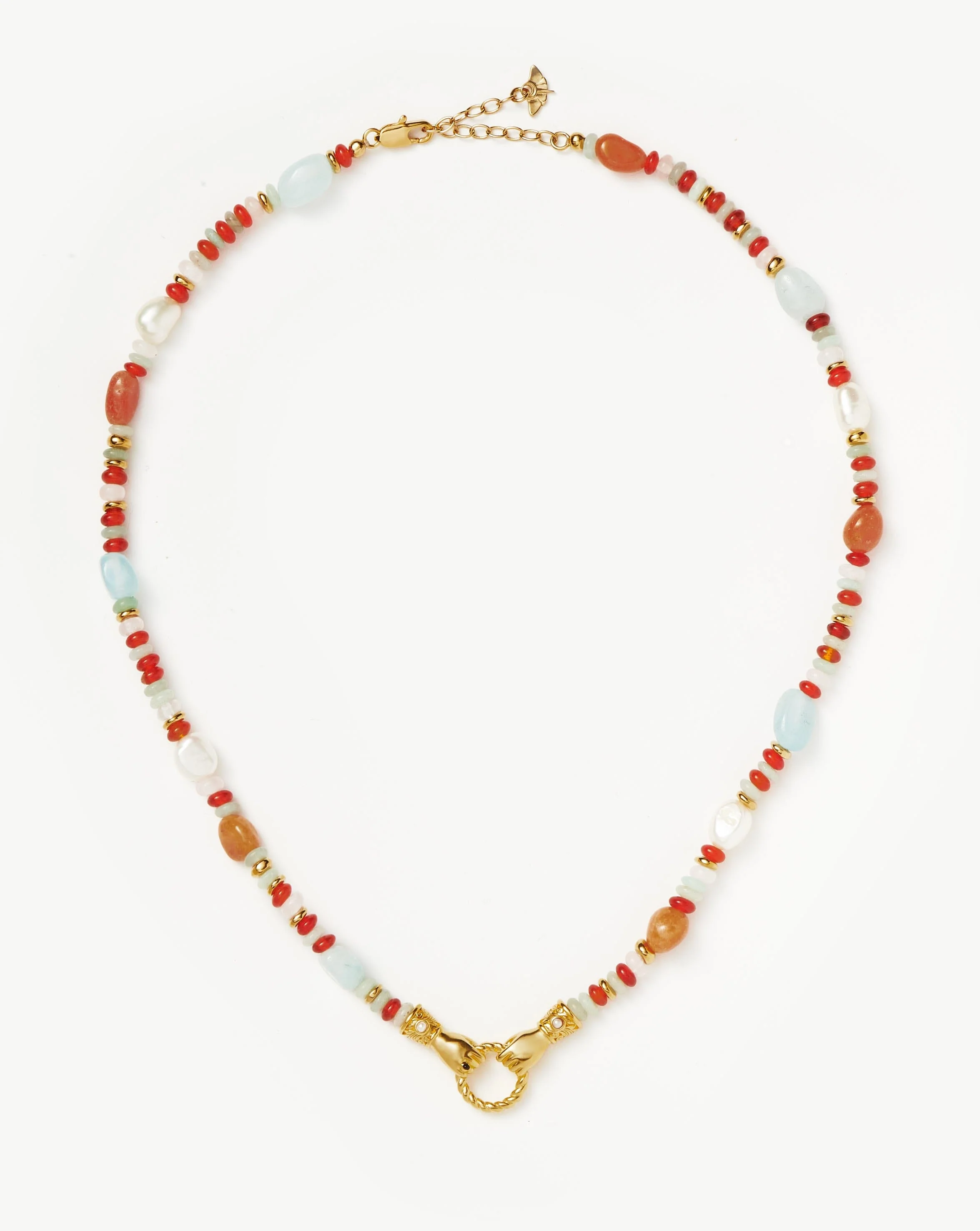 Harris Reed In Good Hands Beaded Gemstone Necklace | 18ct Gold Plated/Multi Gemstone & Pearl - Image 6
