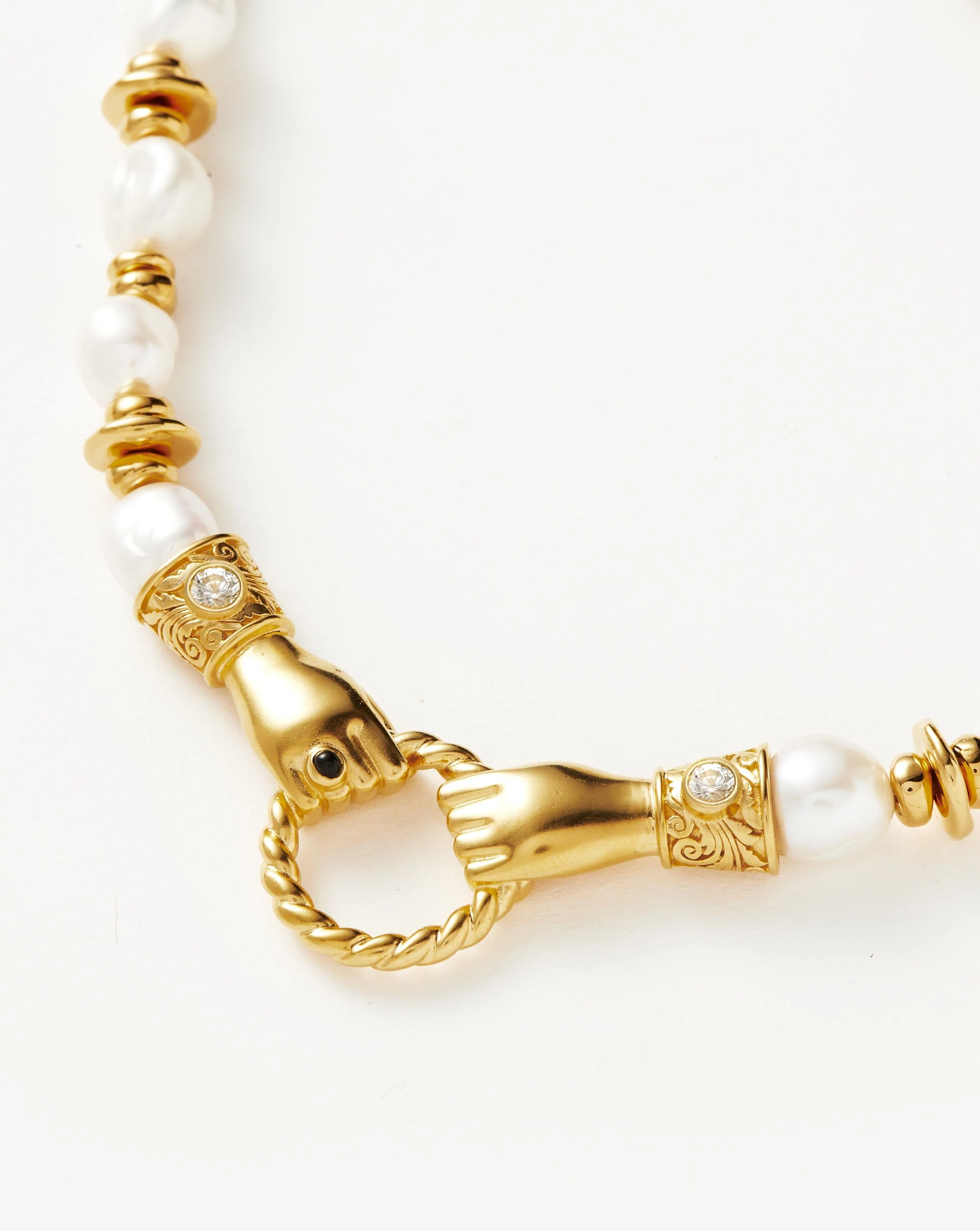 Harris Reed In Good Hands Chunky Beaded Gemstone Necklace | 18ct Gold Plated/Pearl - Image 4