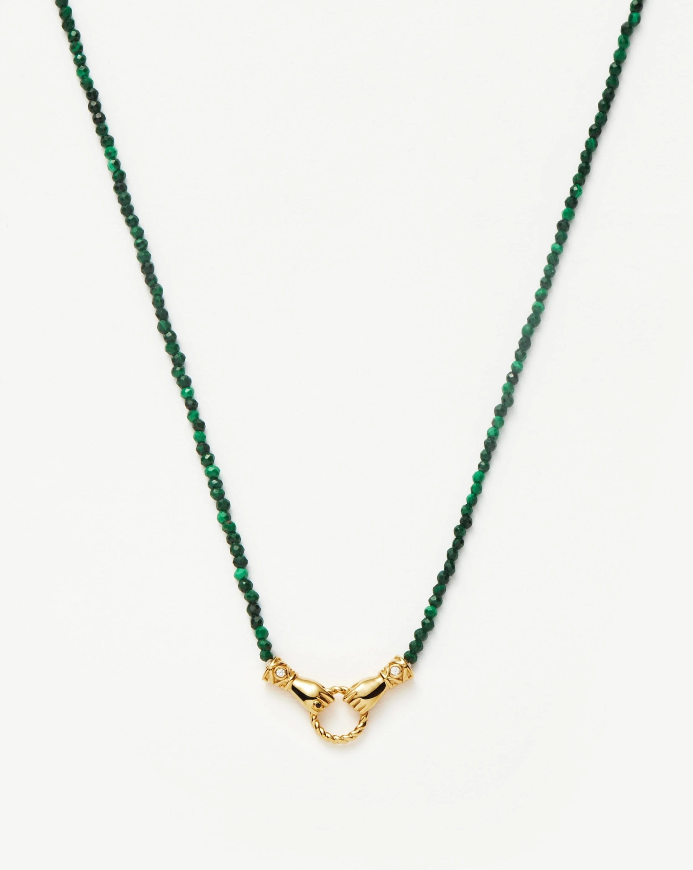 Harris Reed In Good Hands Mini Beaded Gemstone Necklace | 18ct Gold Plated/Malachite