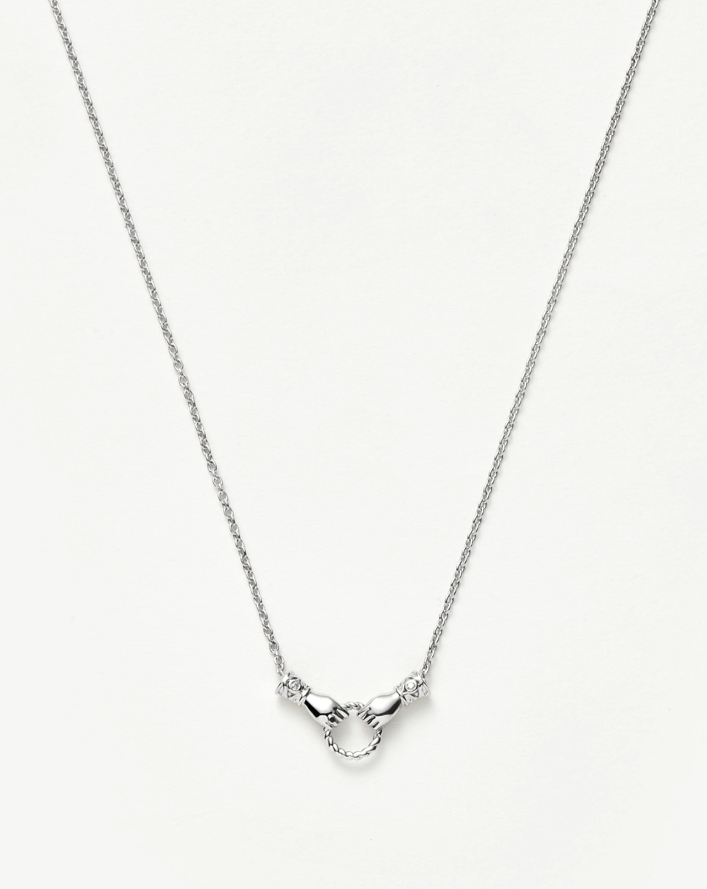 Harris Reed In Good Hands Mini Pendant Slider Necklace | Silver Plated/Cubic Zirconia & Black Onyx