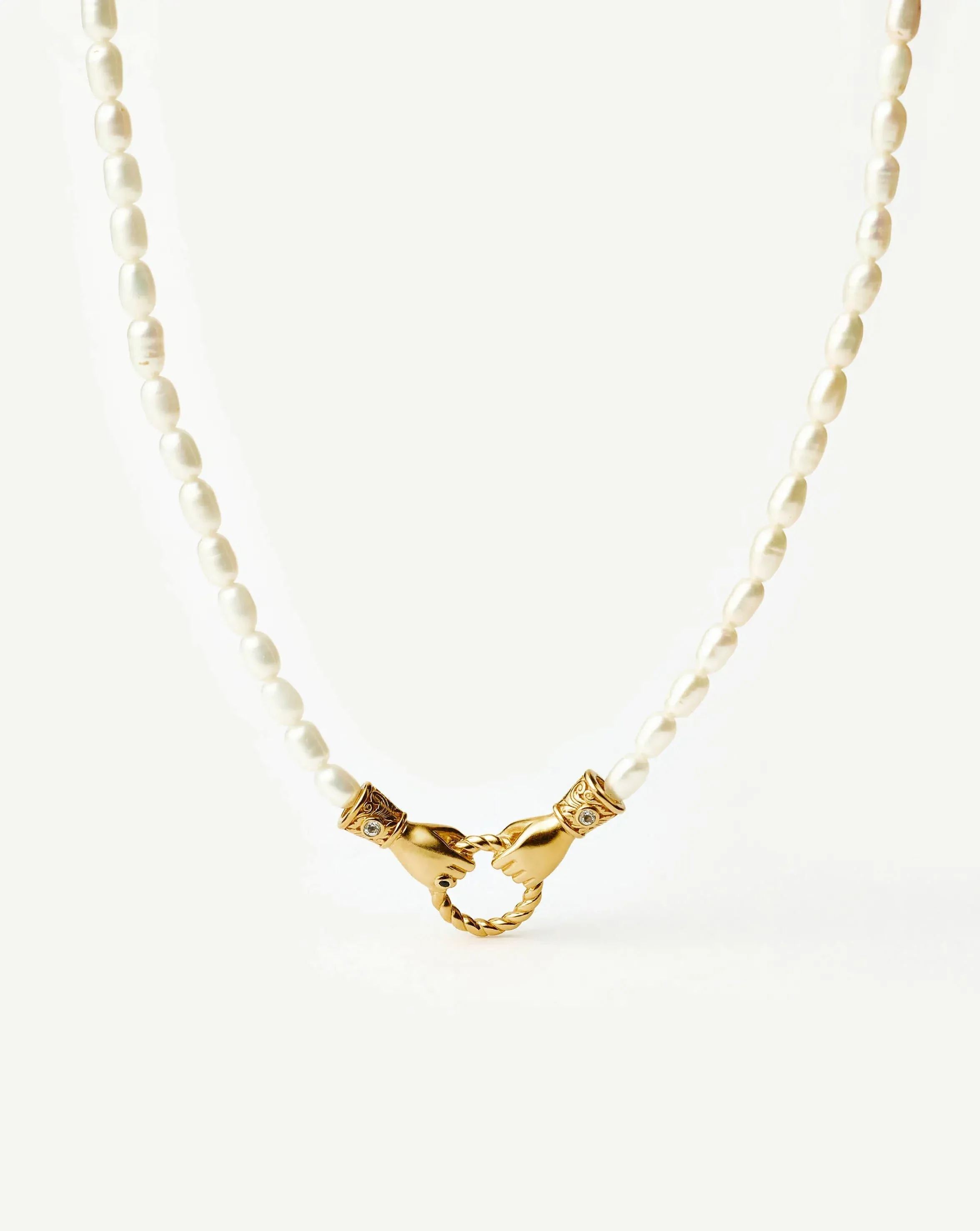 Harris Reed In Good Hands Pearl Pendant Necklace | 18ct Gold Plated/Pearl & Black Onyx - Image 4