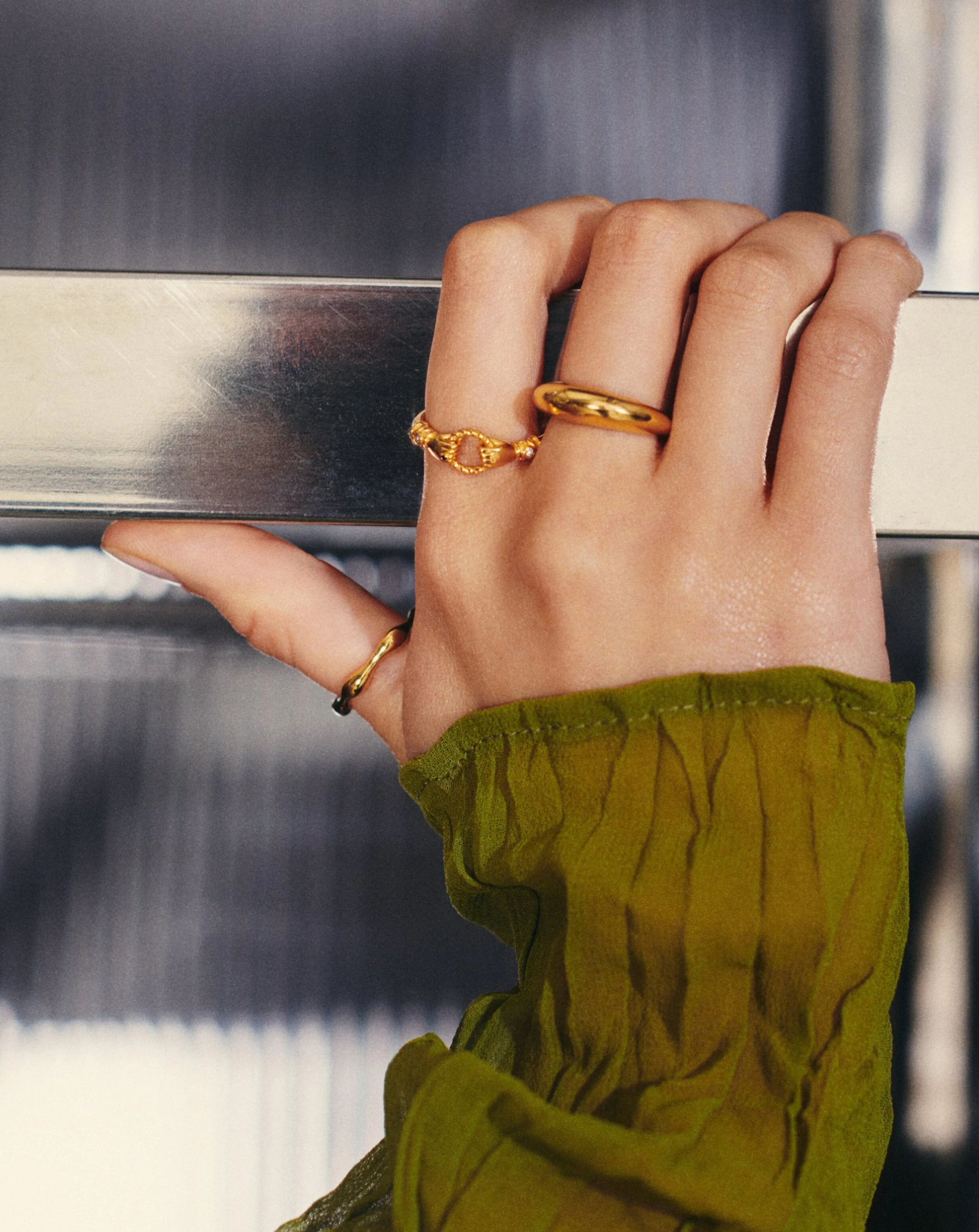 Harris Reed In Good Hands Stacking Ring | 18ct Gold Vermeil/Cubic Zirconia & Black Onyx - Image 3