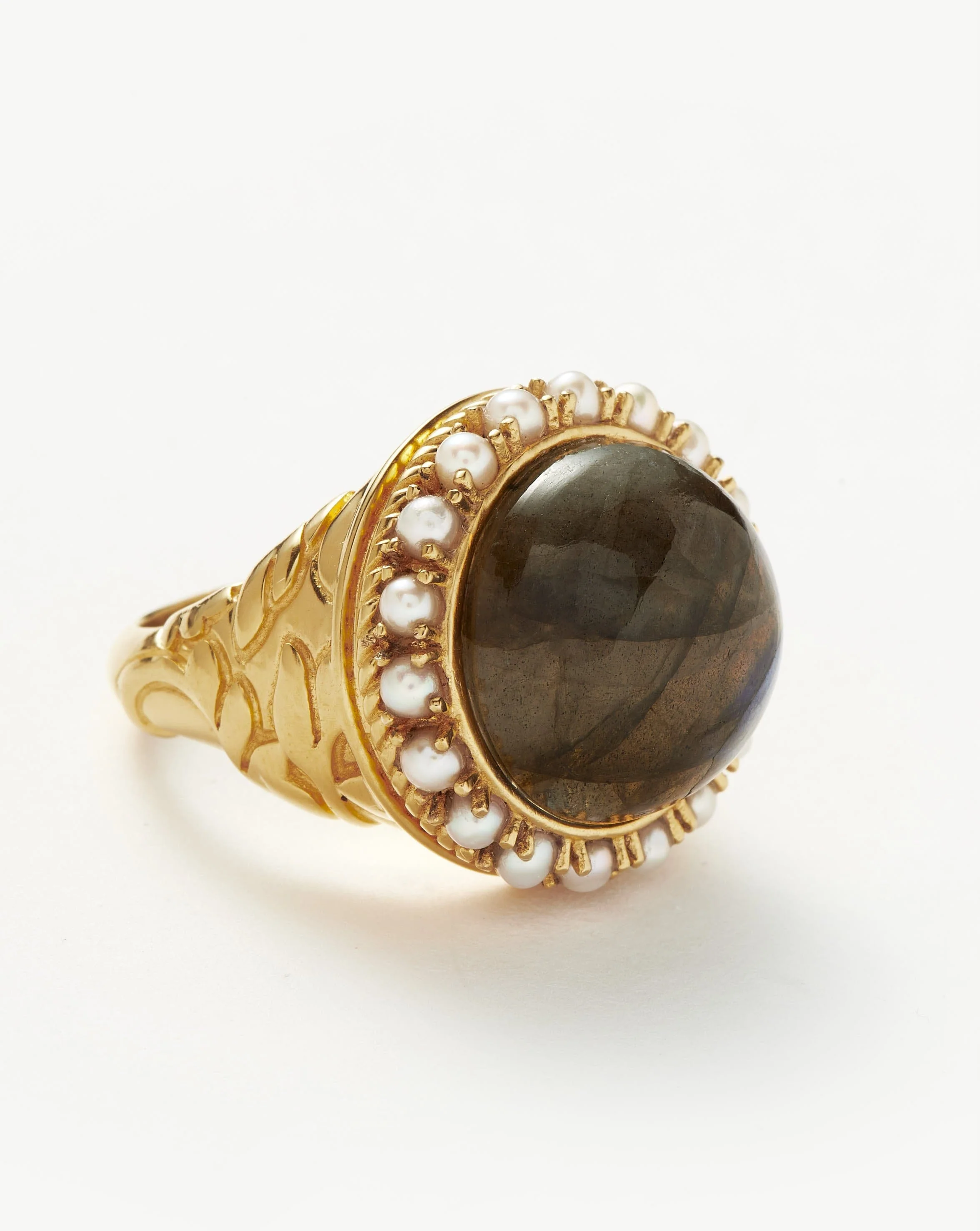 Harris Reed Labradorite Cocktail Ring | 18ct Gold Plated/Pearl & Labradorite - Image 4
