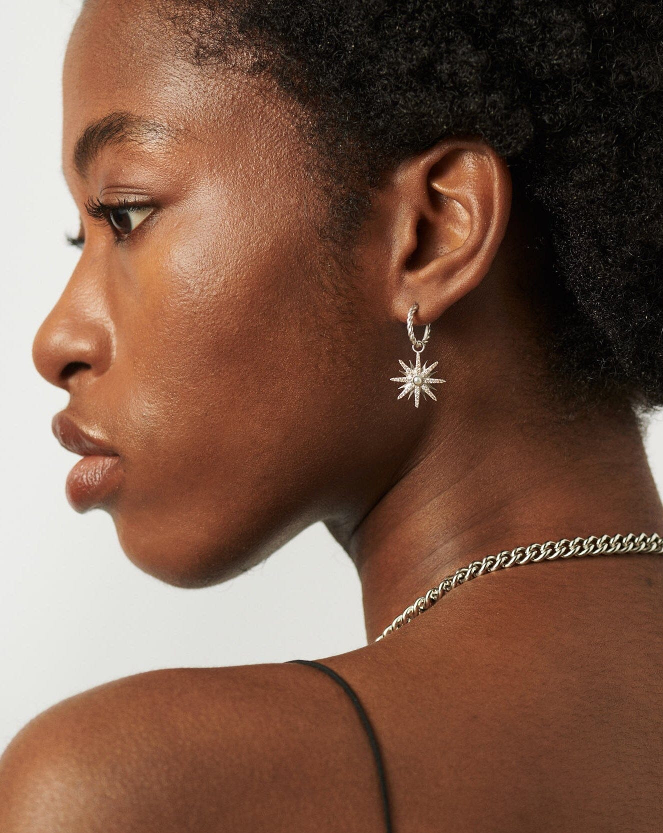 Harris Reed Moonlight Pearl Mismatch Hoop Earrings | Silver Plated/Pearl - Image 3