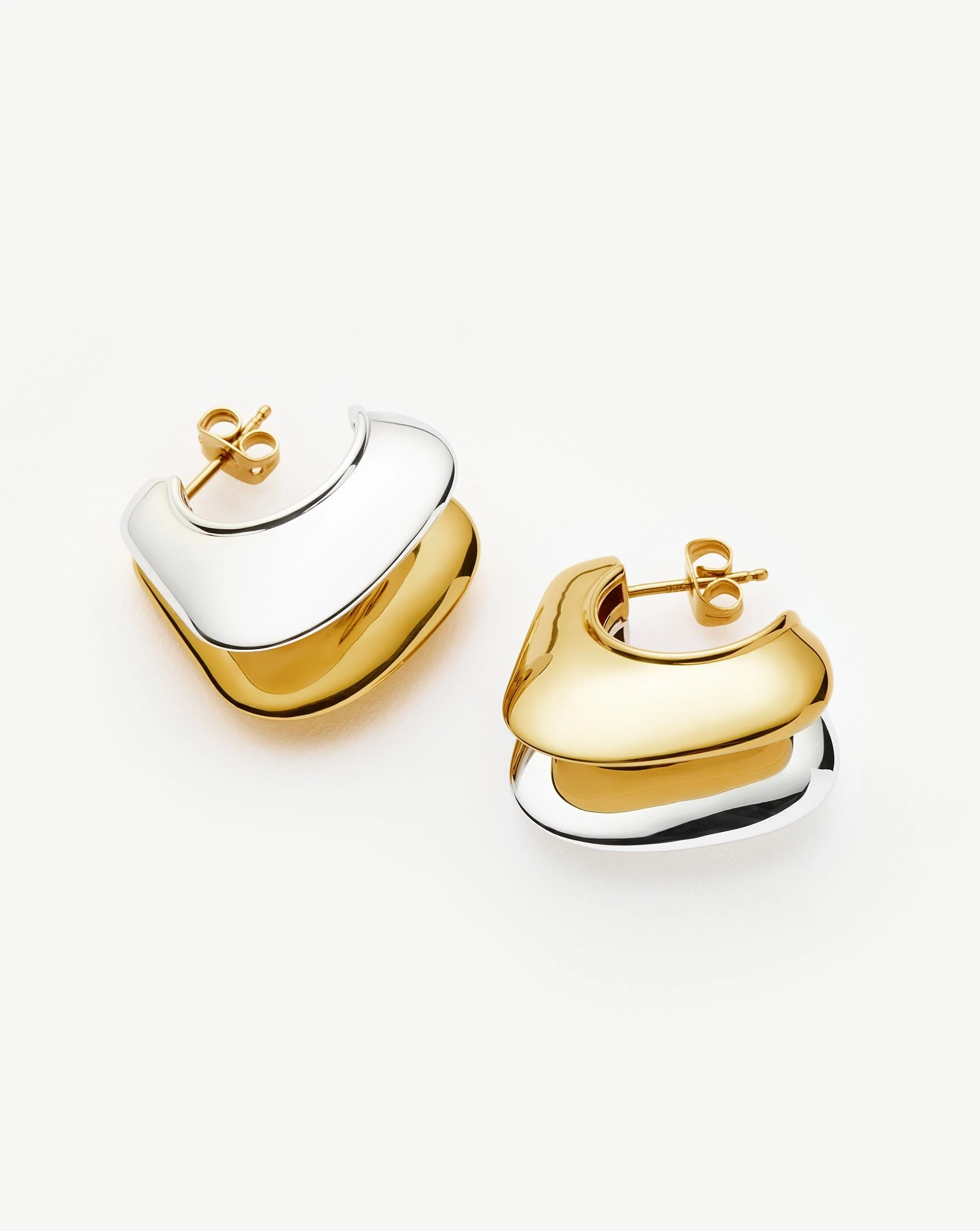 Hera Dome Double Ridge Medium Hoop Earrings | Mixed Metal - Image 5