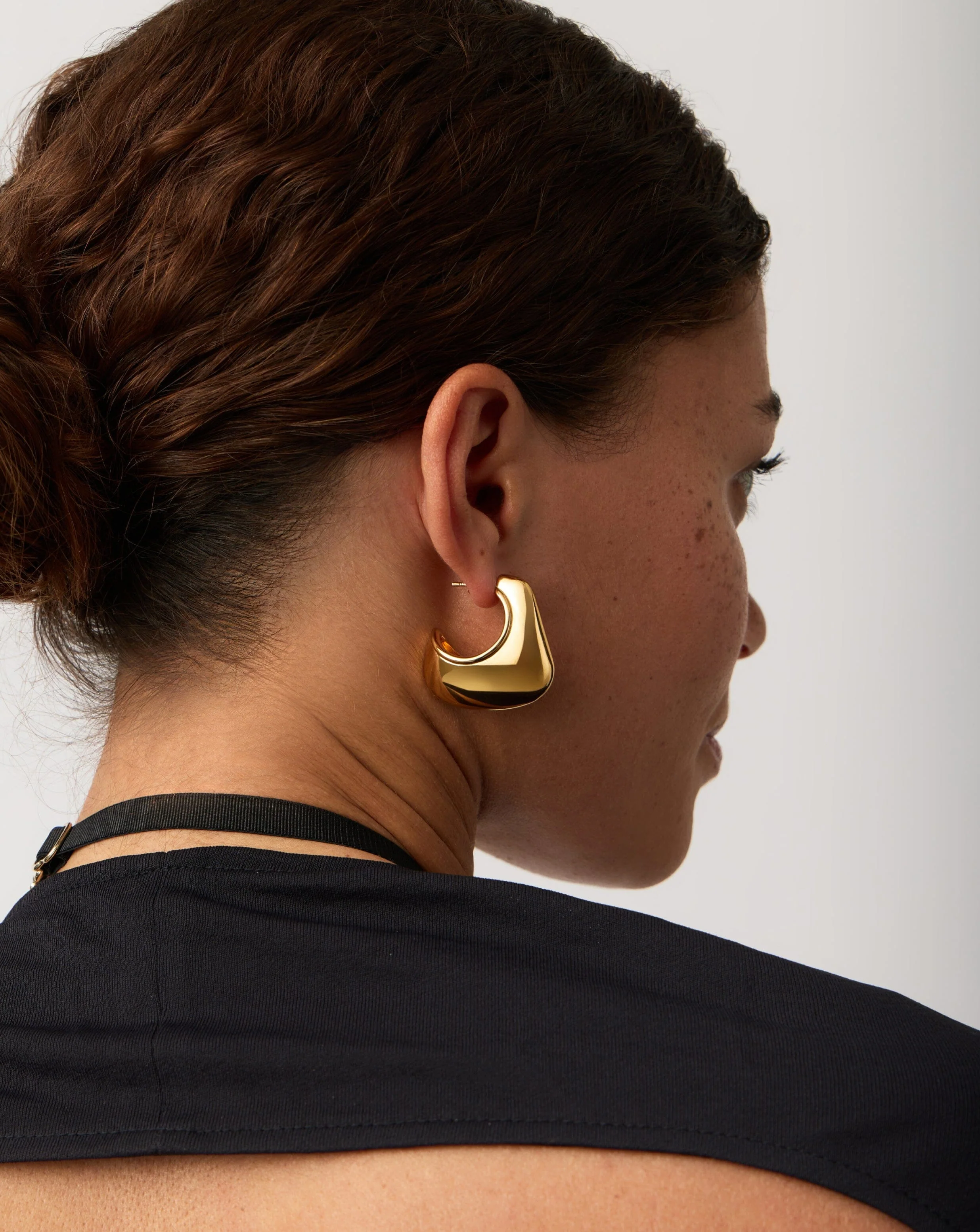 Hera Dome Large Hoop Earrings | 18ct Gold Plated - Image 2