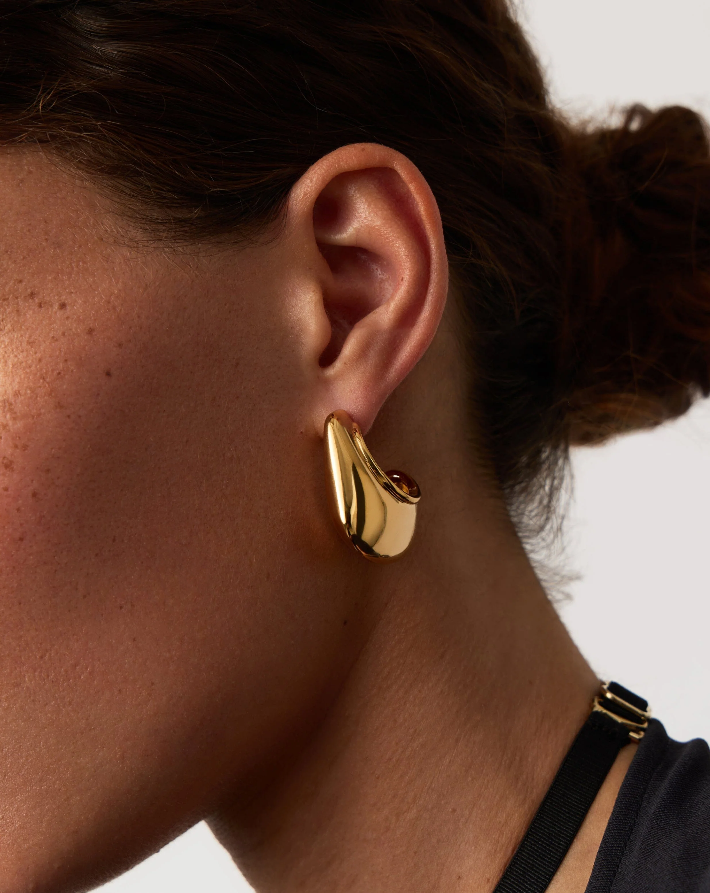 Hera Dome Large Hoop Earrings | 18ct Gold Plated - Image 3