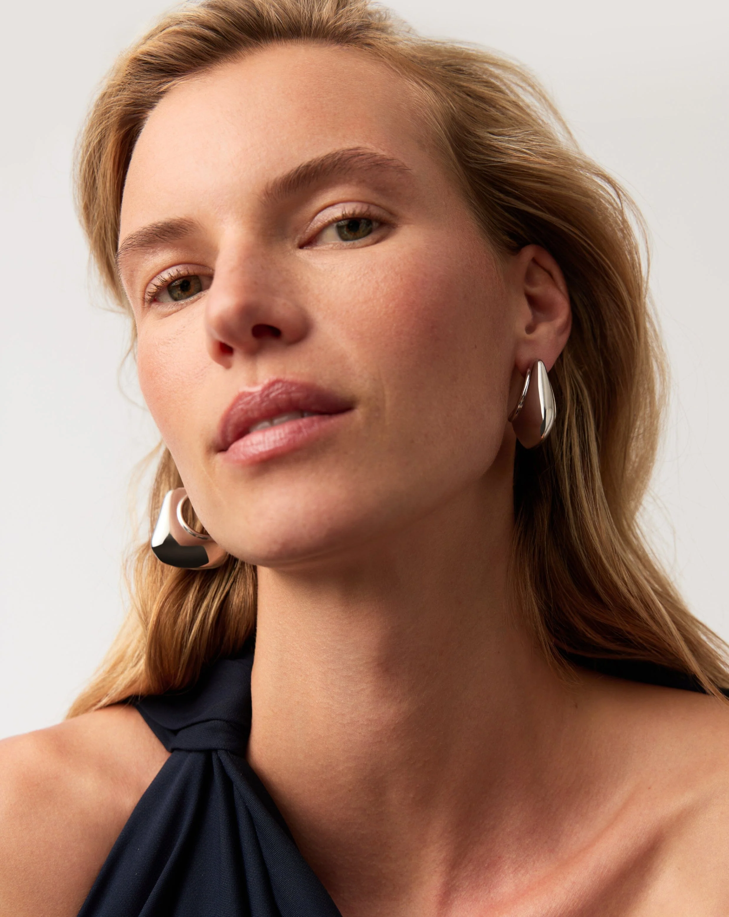 Hera Dome Large Hoop Earrings | Silver Plated - Image 3