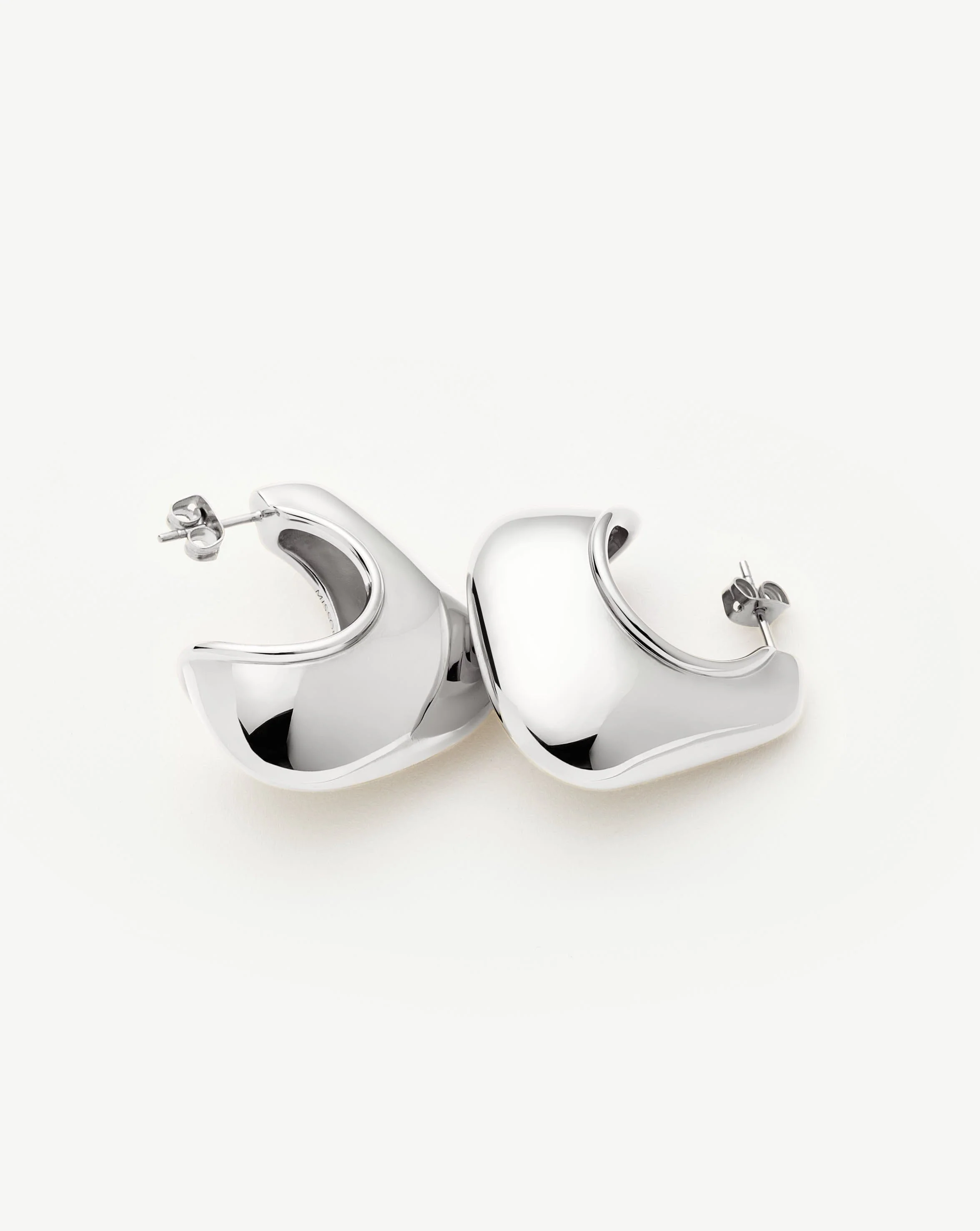 Hera Dome Large Hoop Earrings | Silver Plated - Image 4