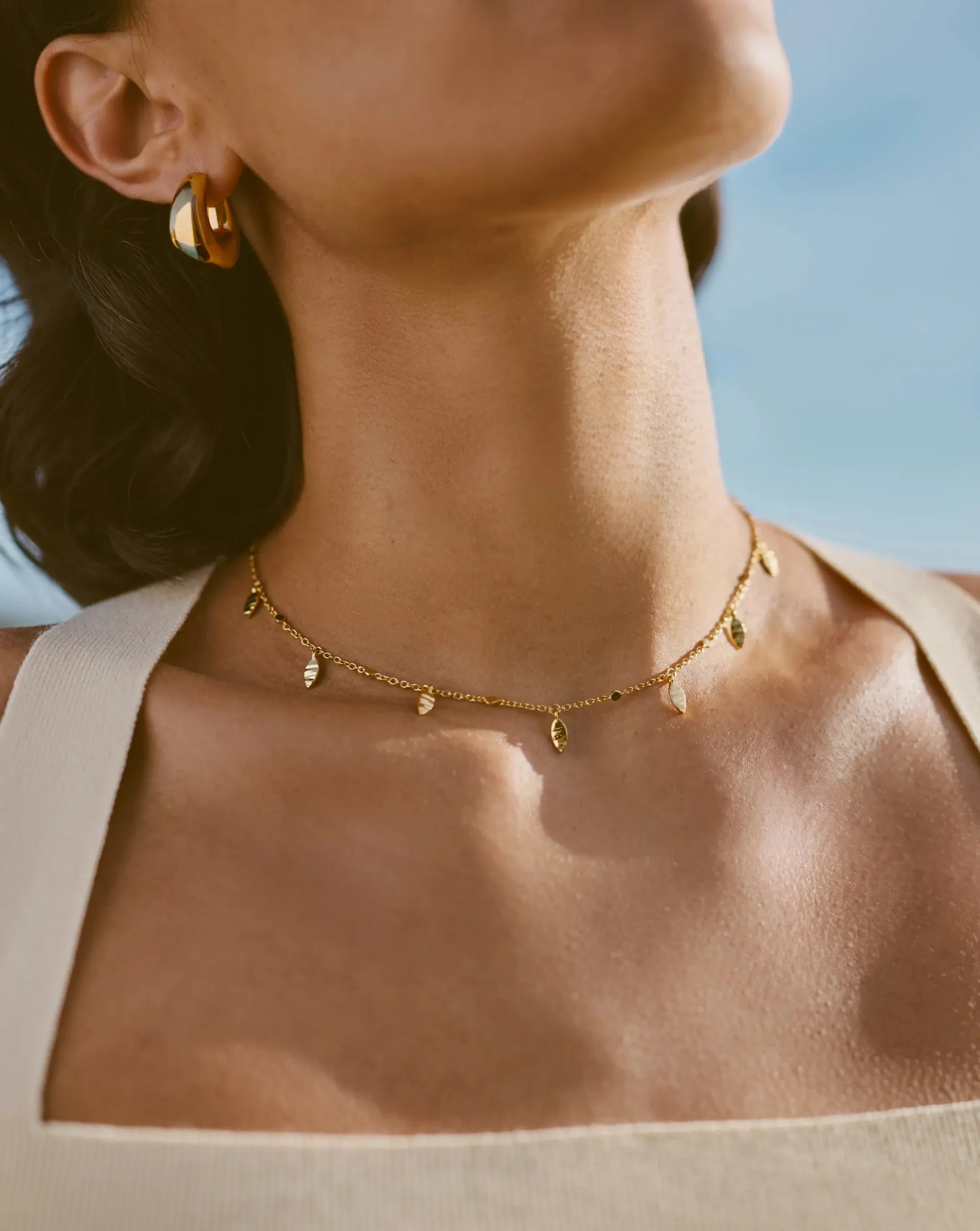 Leaf Charm Choker | 18ct Gold Vermeil - Image 3