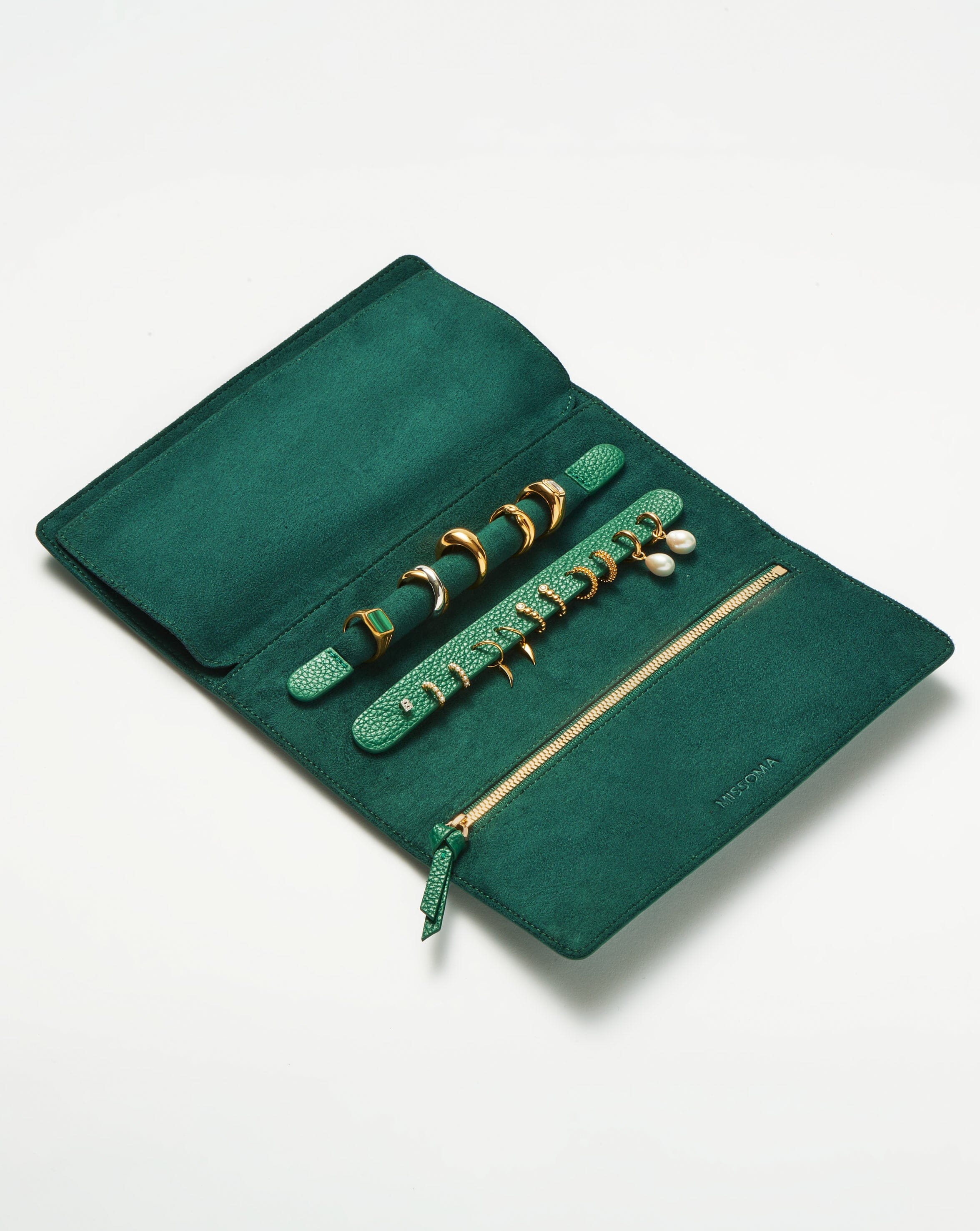 Leather Jewellery Roll | Malachite Green - Image 6