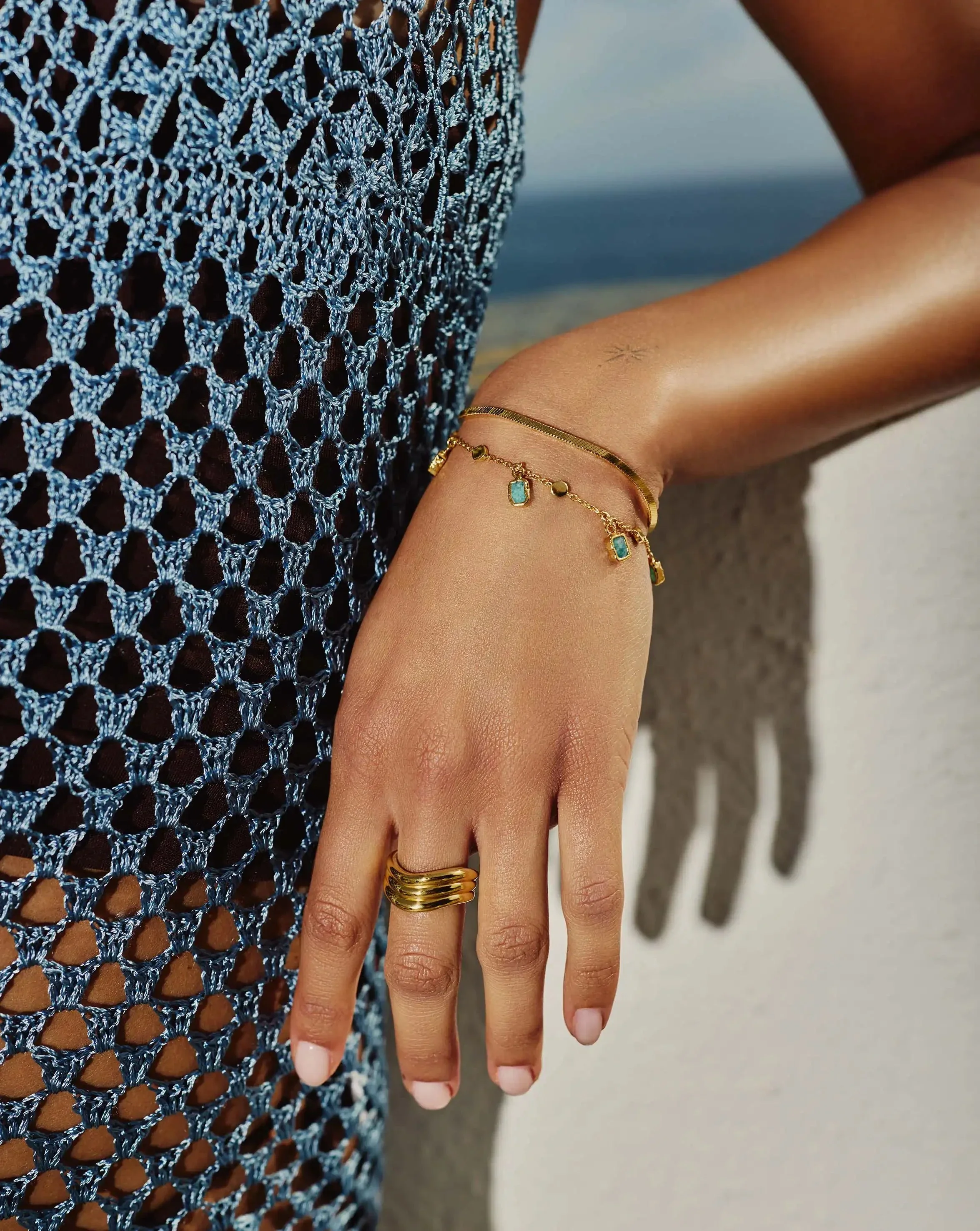 Lena Charm Bracelet | 18ct Gold Plated/Amazonite - Image 3