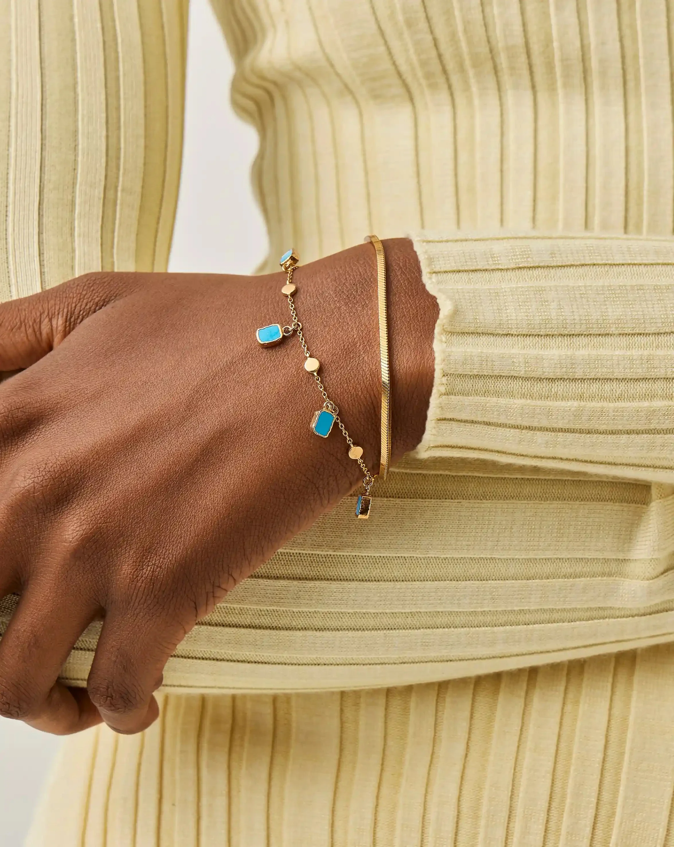 Lena Charm Bracelet | 18ct Gold Plated/Turquoise - Image 2