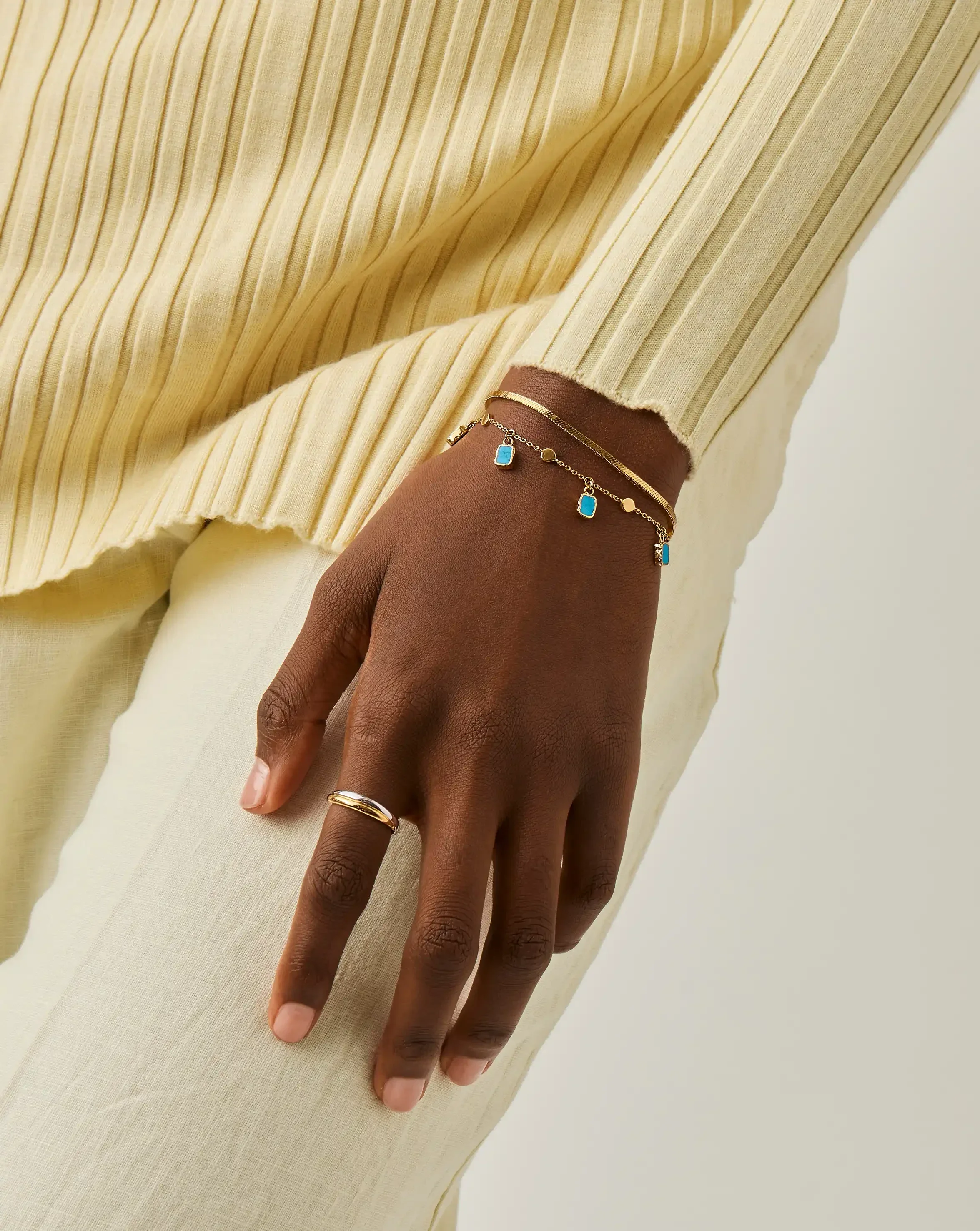 Lena Charm Bracelet | 18ct Gold Plated/Turquoise - Image 3