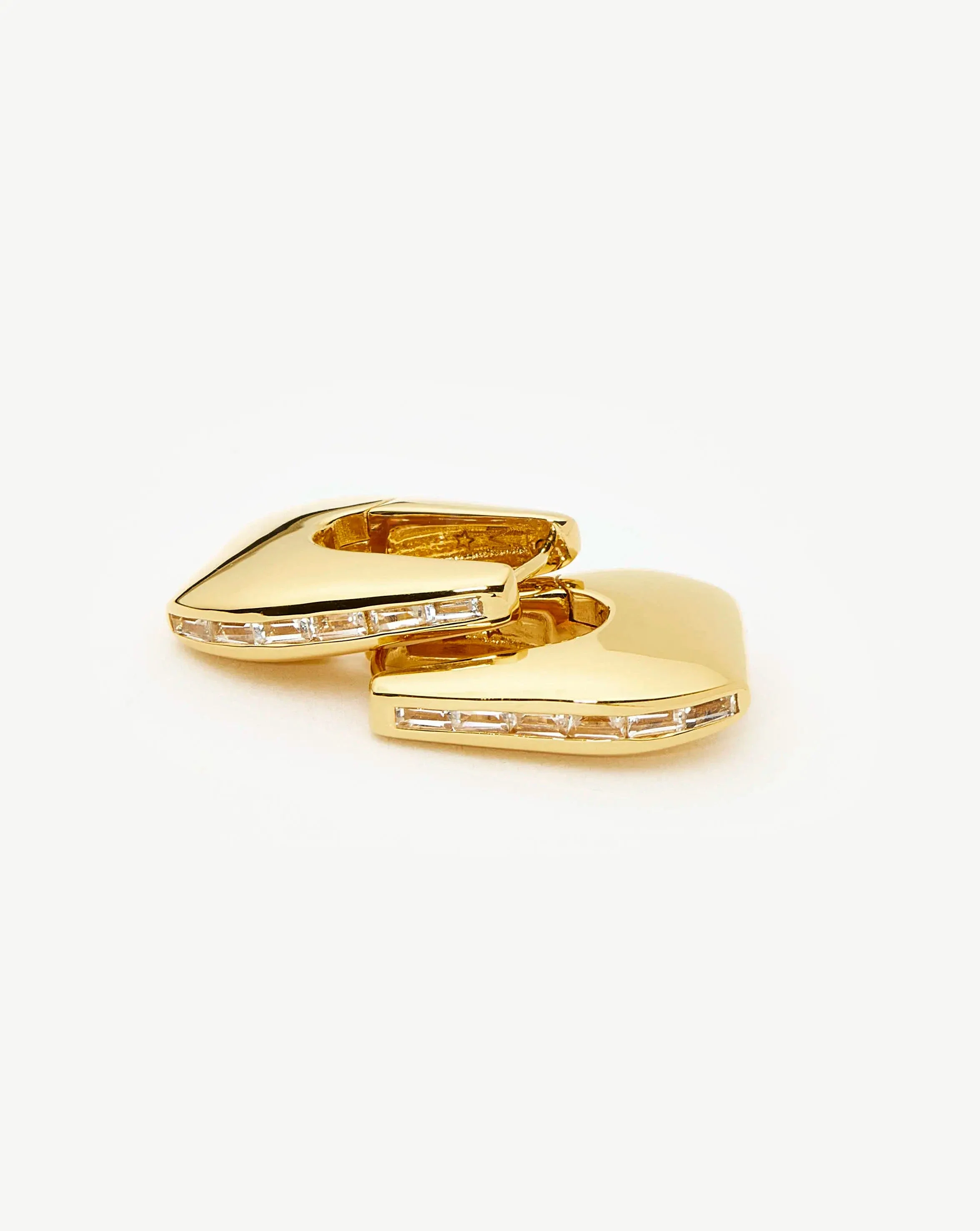 Lucy Williams Arco Pavé Small Hoop Earrings | 18ct Gold Plated - Image 4