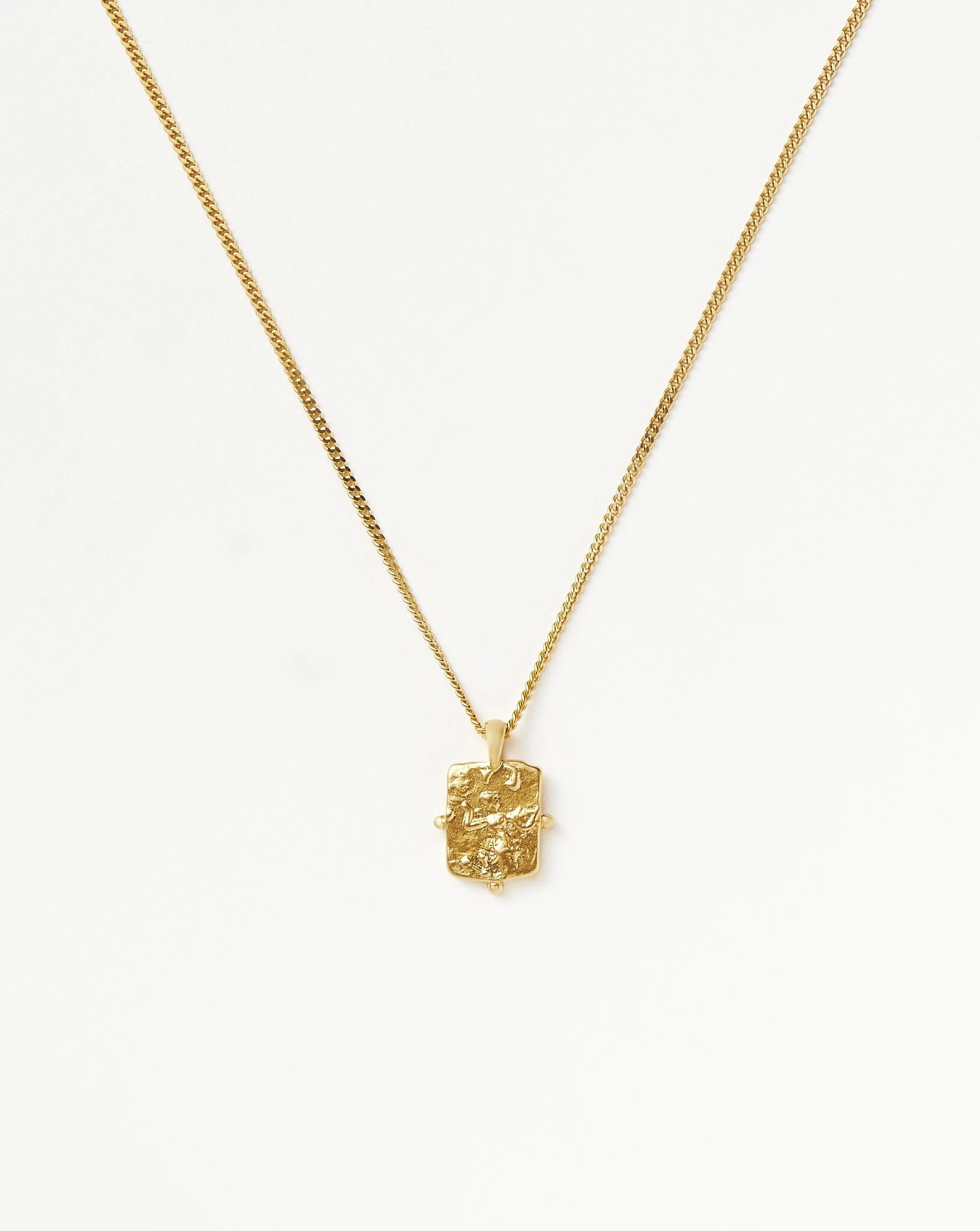 Lucy Williams Engravable Beaded Square Coin Pendant Necklace | 18ct Gold Vermeil