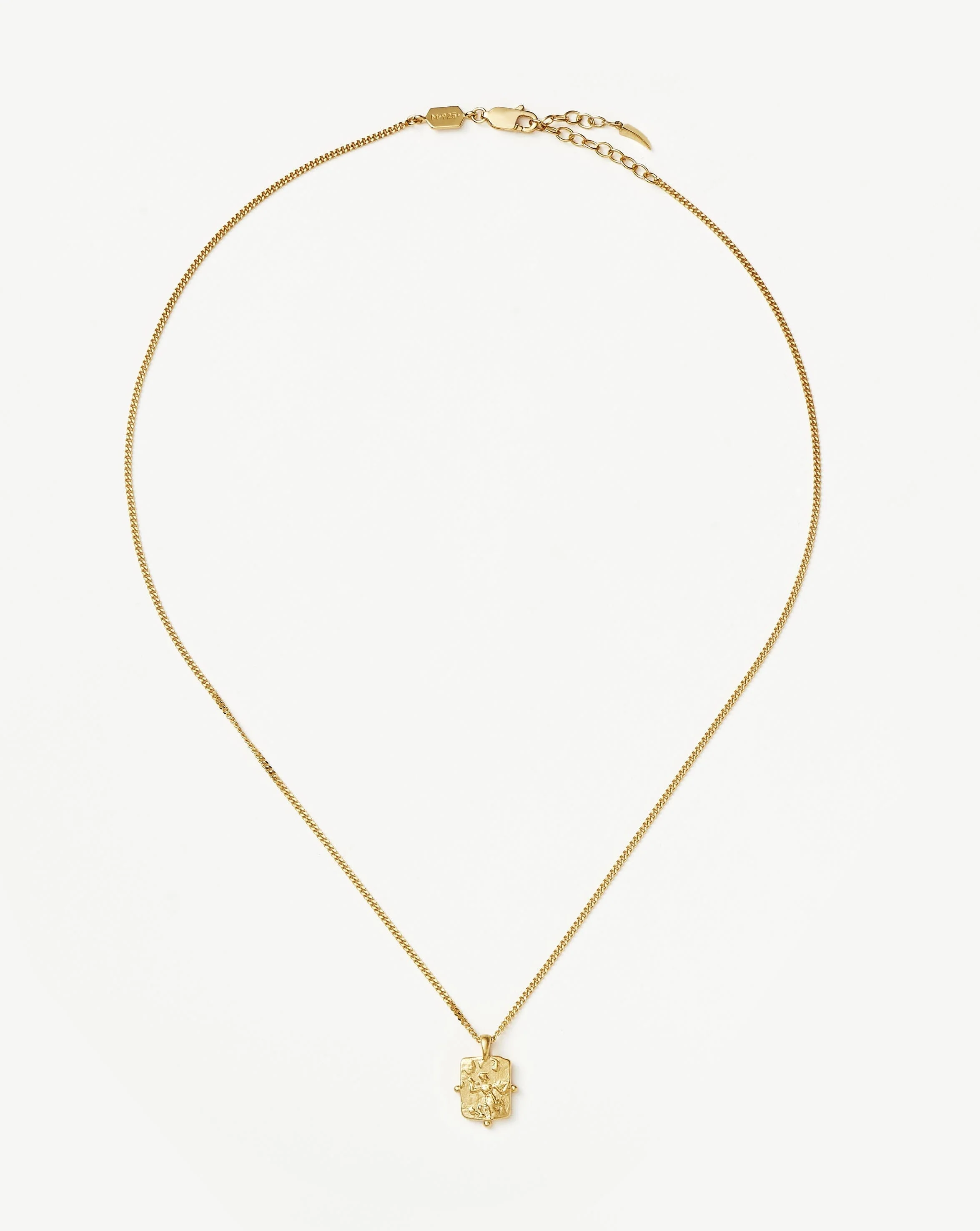 Lucy Williams Engravable Beaded Square Coin Pendant Necklace | 18ct Gold Vermeil - Image 4