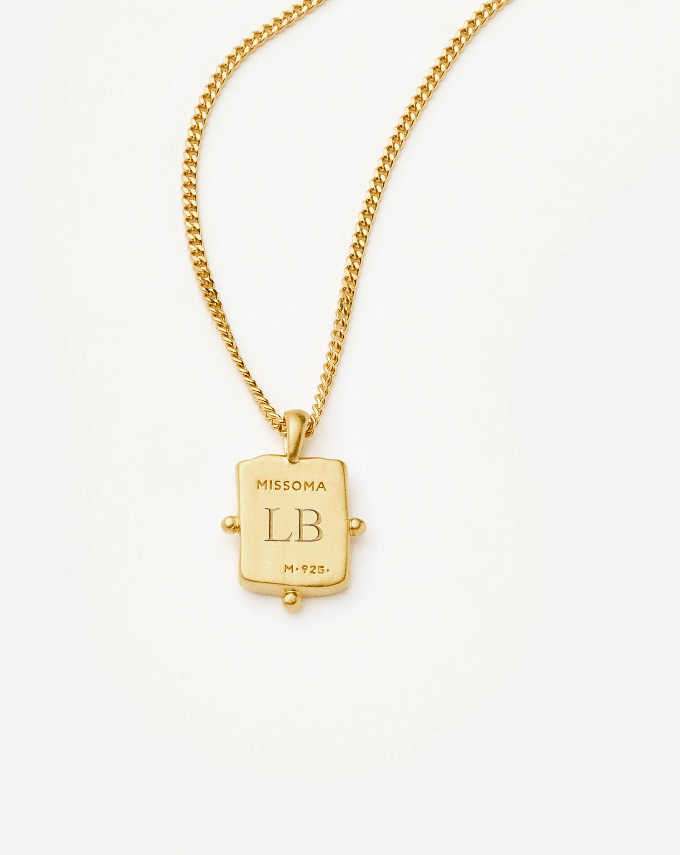 Lucy Williams Engravable Beaded Square Coin Pendant Necklace | 18ct Gold Vermeil - Image 5