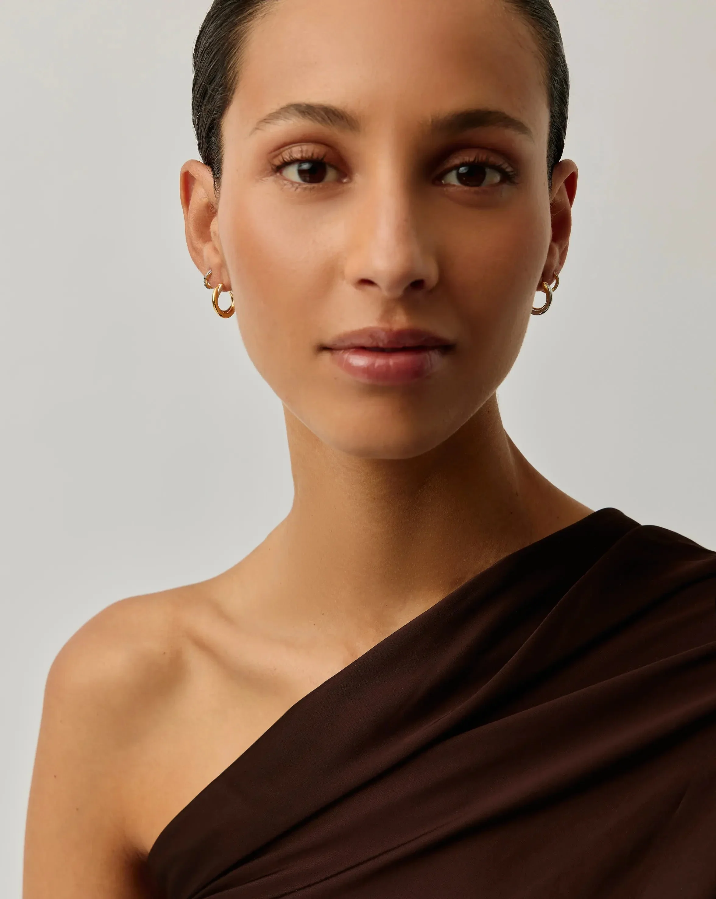 Lucy Williams Entwine Hoop Earrings & Pave Huggies Set | Mixed Metal / 18ct Gold Vermeil - Image 3
