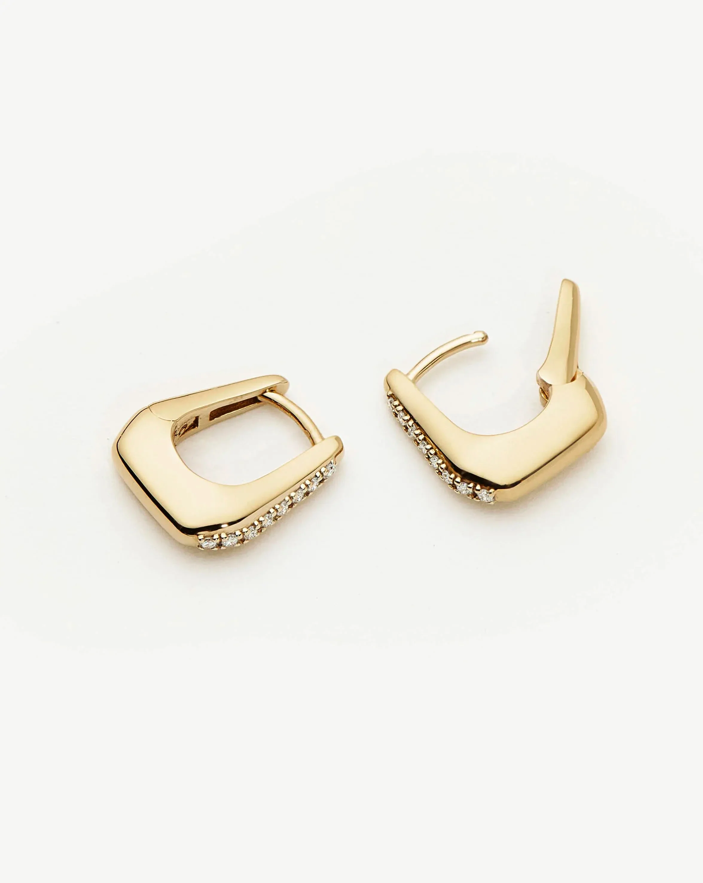 Lucy Williams Solid Gold Diamond Arco Huggies | 14ct Solid Gold/Lab Grown Diamonds - Image 4