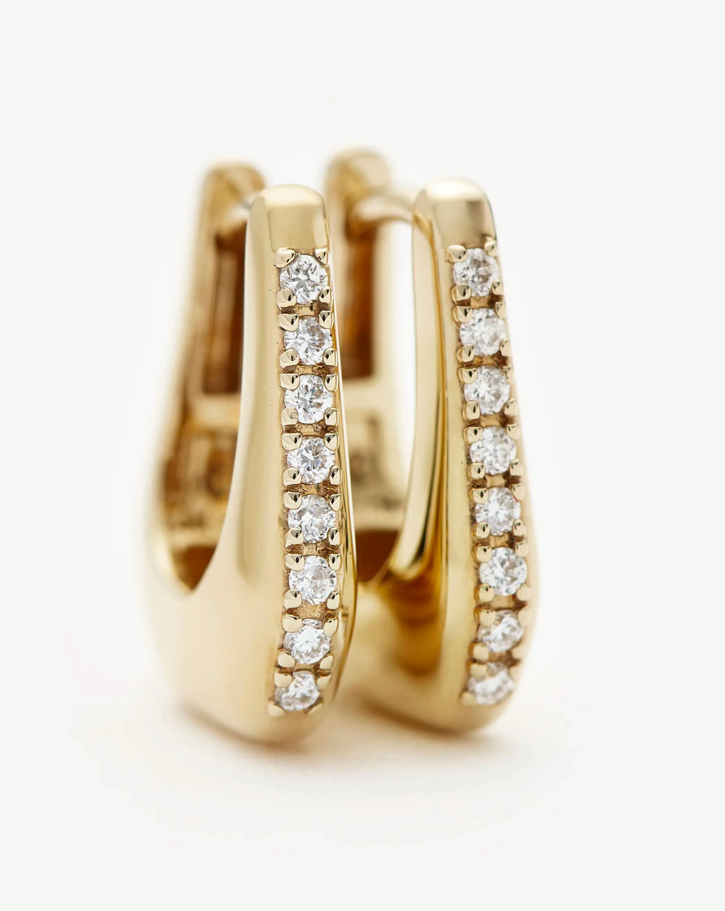 Lucy Williams Solid Gold Diamond Arco Huggies | 14ct Solid Gold/Lab Grown Diamonds - Image 5