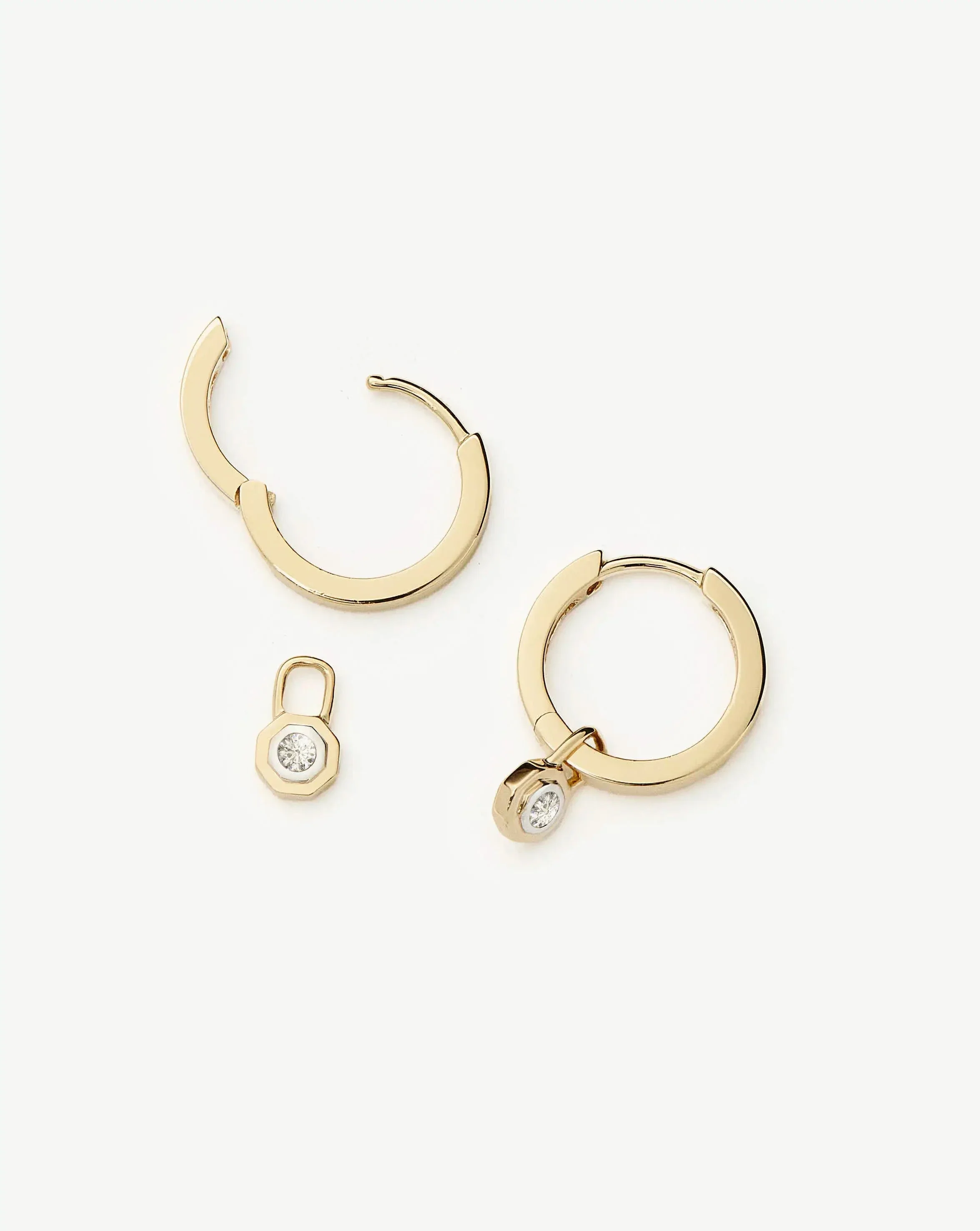 Lucy Williams Solid Gold Diamond Drop Huggies | 14ct Solid Gold/Lab Grown Diamonds - Image 4