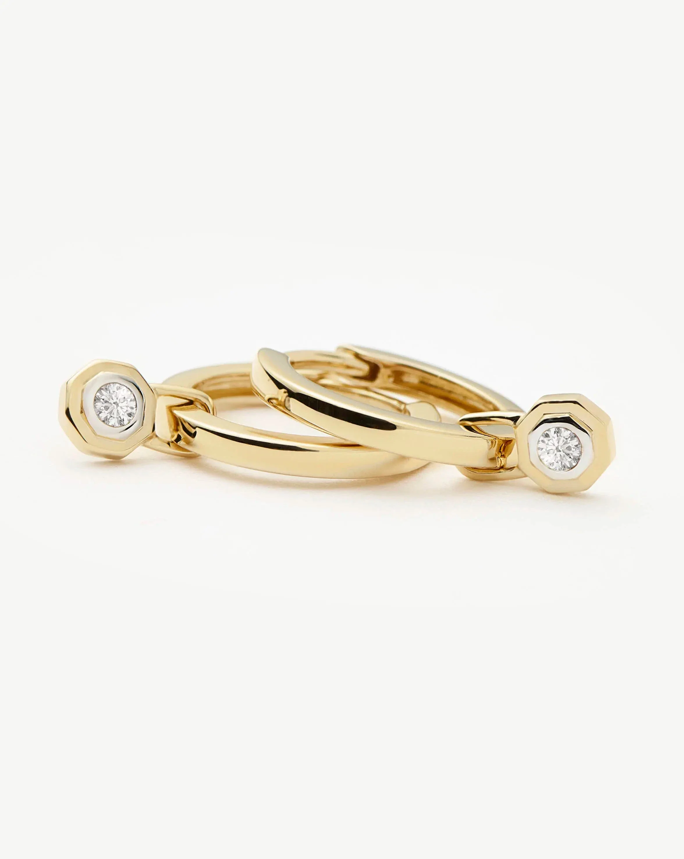 Lucy Williams Solid Gold Diamond Drop Huggies | 14ct Solid Gold/Lab Grown Diamonds - Image 7