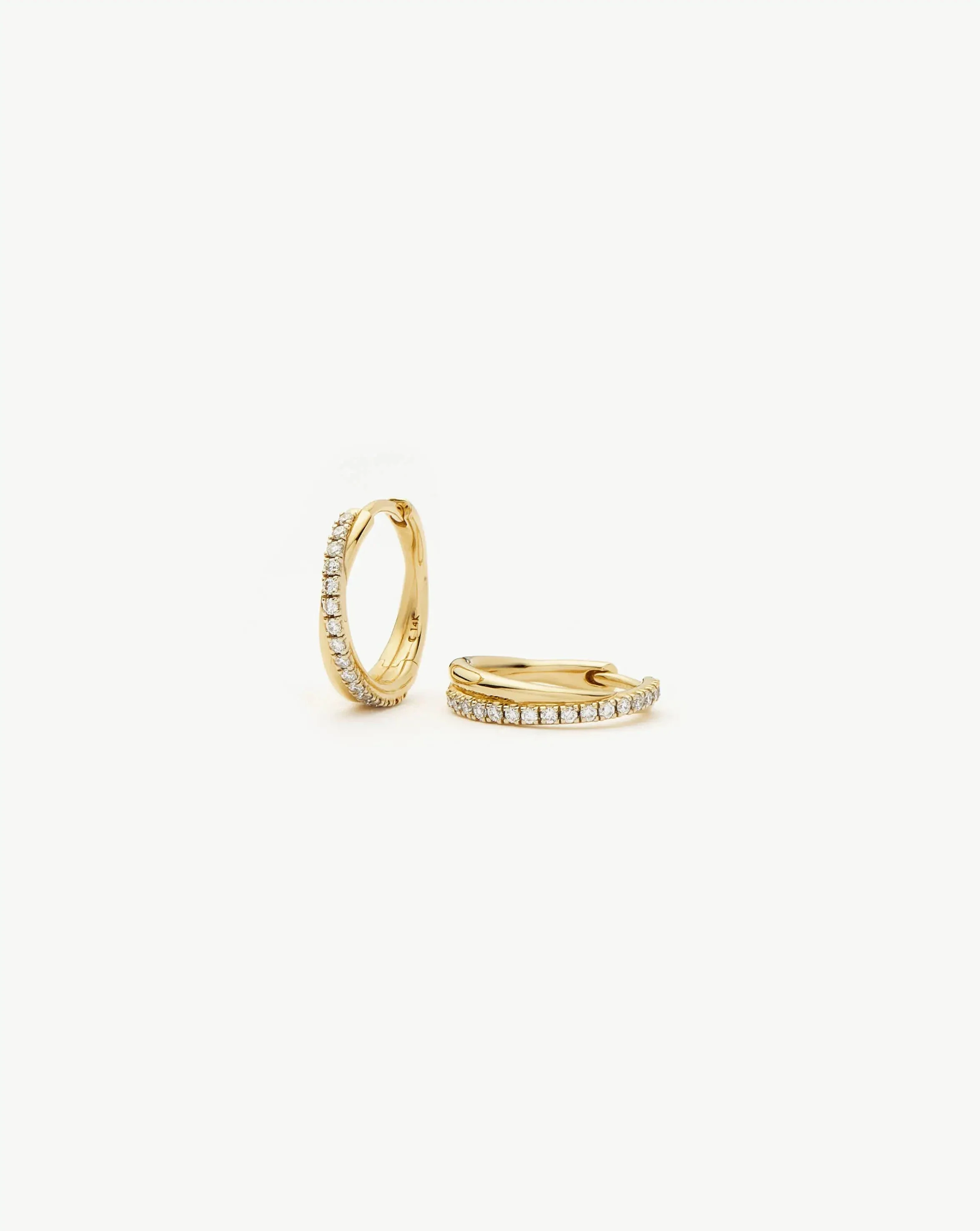 Lucy Williams Solid Gold Diamond Entwine Huggies | 14ct Solid Gold/Lab Grown Diamonds - Image 4