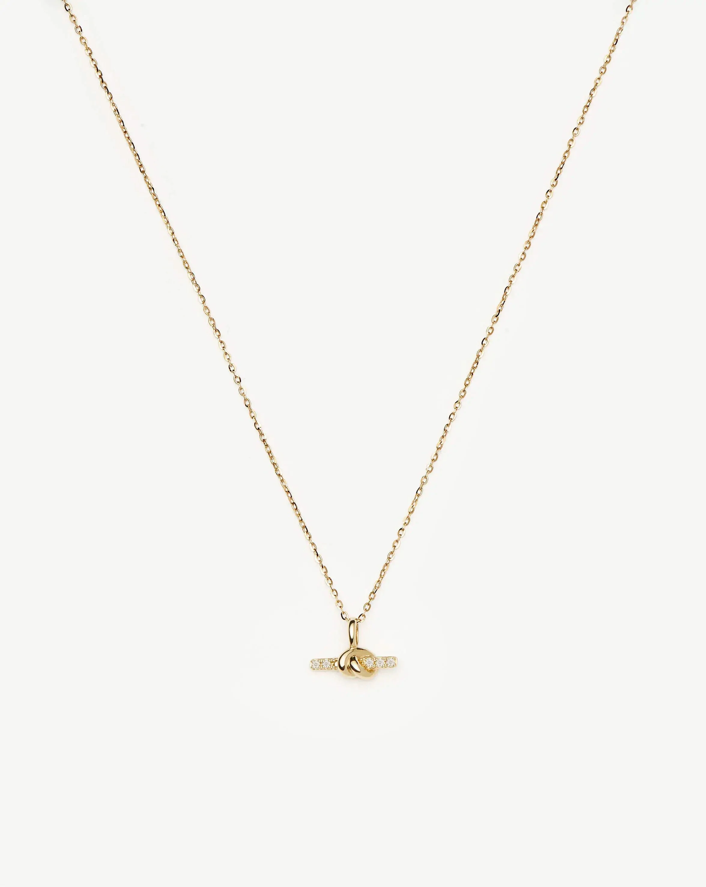 Lucy Williams Solid Gold Diamond T-Bar Pendant Necklace | 14ct Solid Gold/Lab Grown Diamond - Image 3