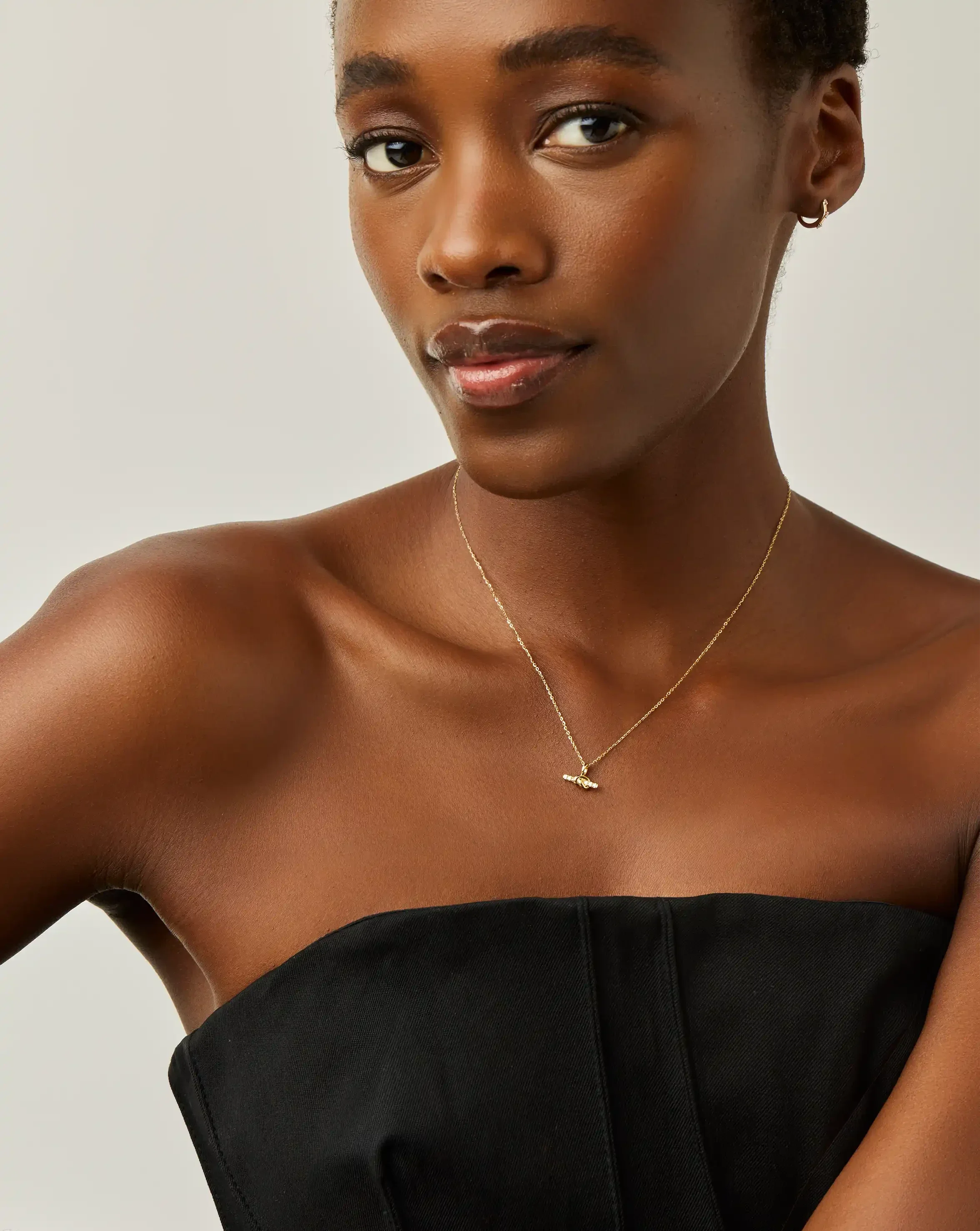 Lucy Williams Solid Gold Diamond T-Bar Pendant Necklace | 14ct Solid Gold/Lab Grown Diamond - Image 5