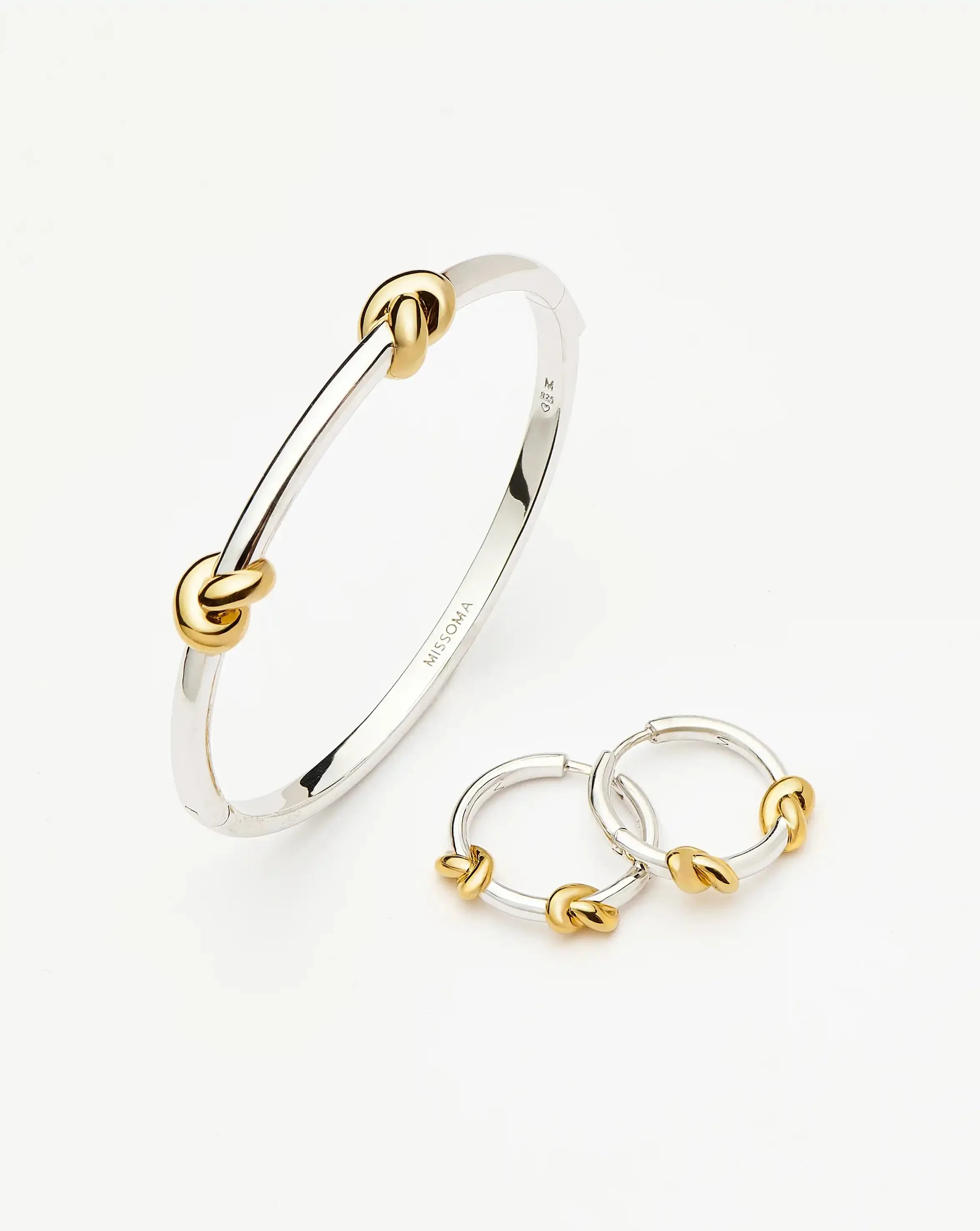 Lucy Williams Knot Hinged Bangle & Hoops Set | Mixed Metal - Image 5