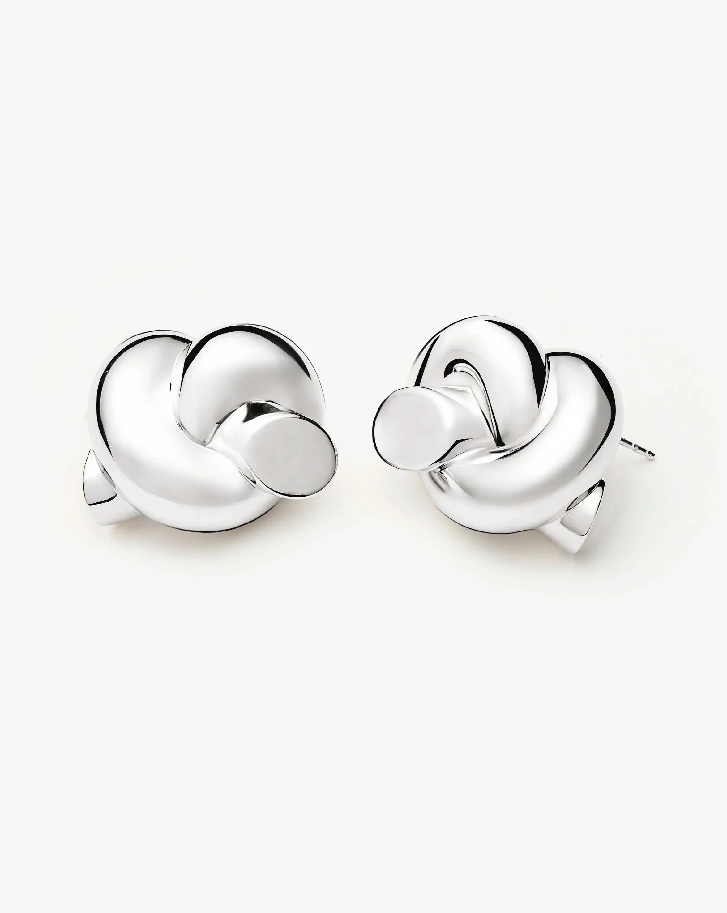 Lucy Williams Knot Oversized Stud Earrings | Silver Plated - Image 4
