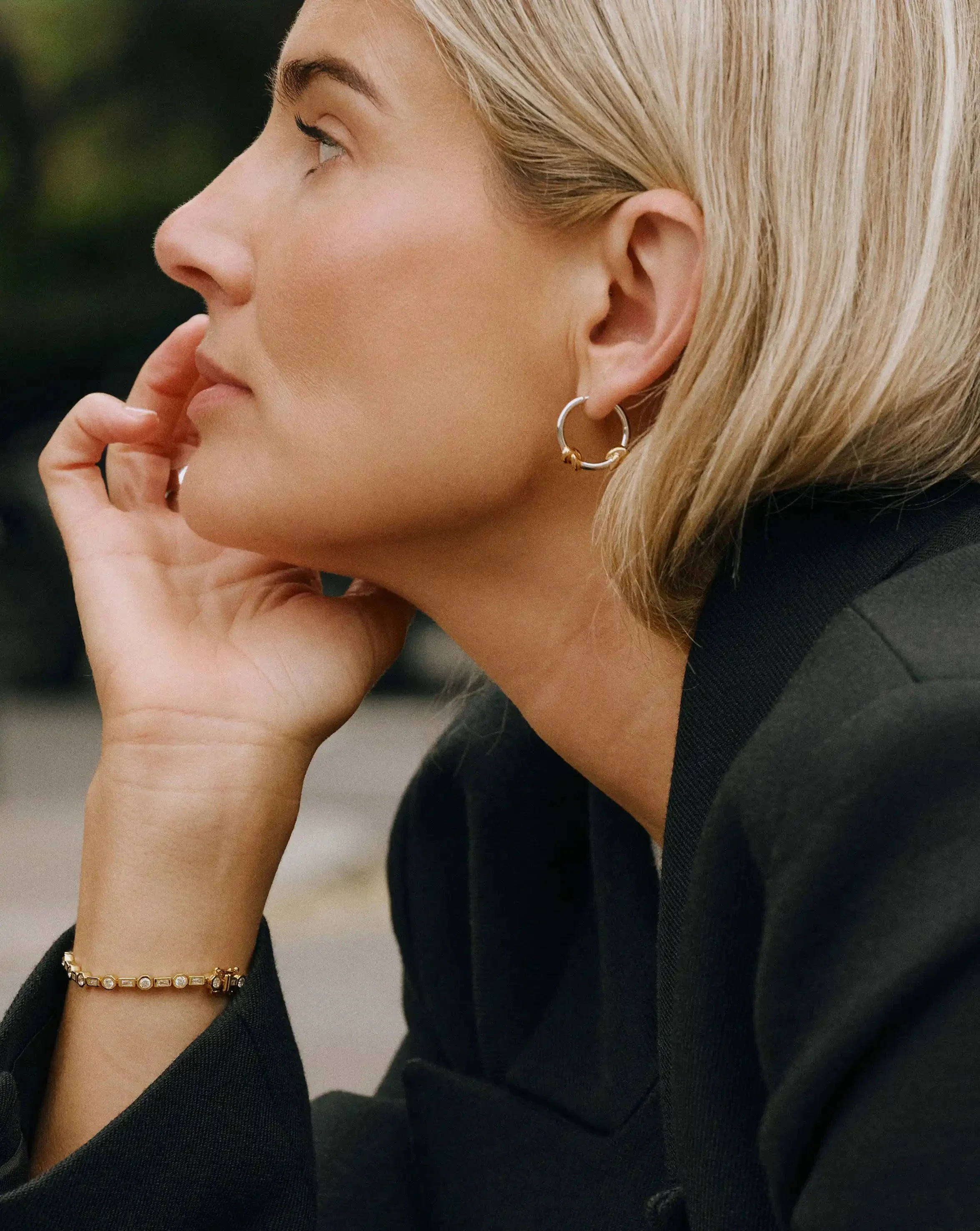 Lucy Williams Knot Small Hoop Earrings | Mixed Metal - Image 2