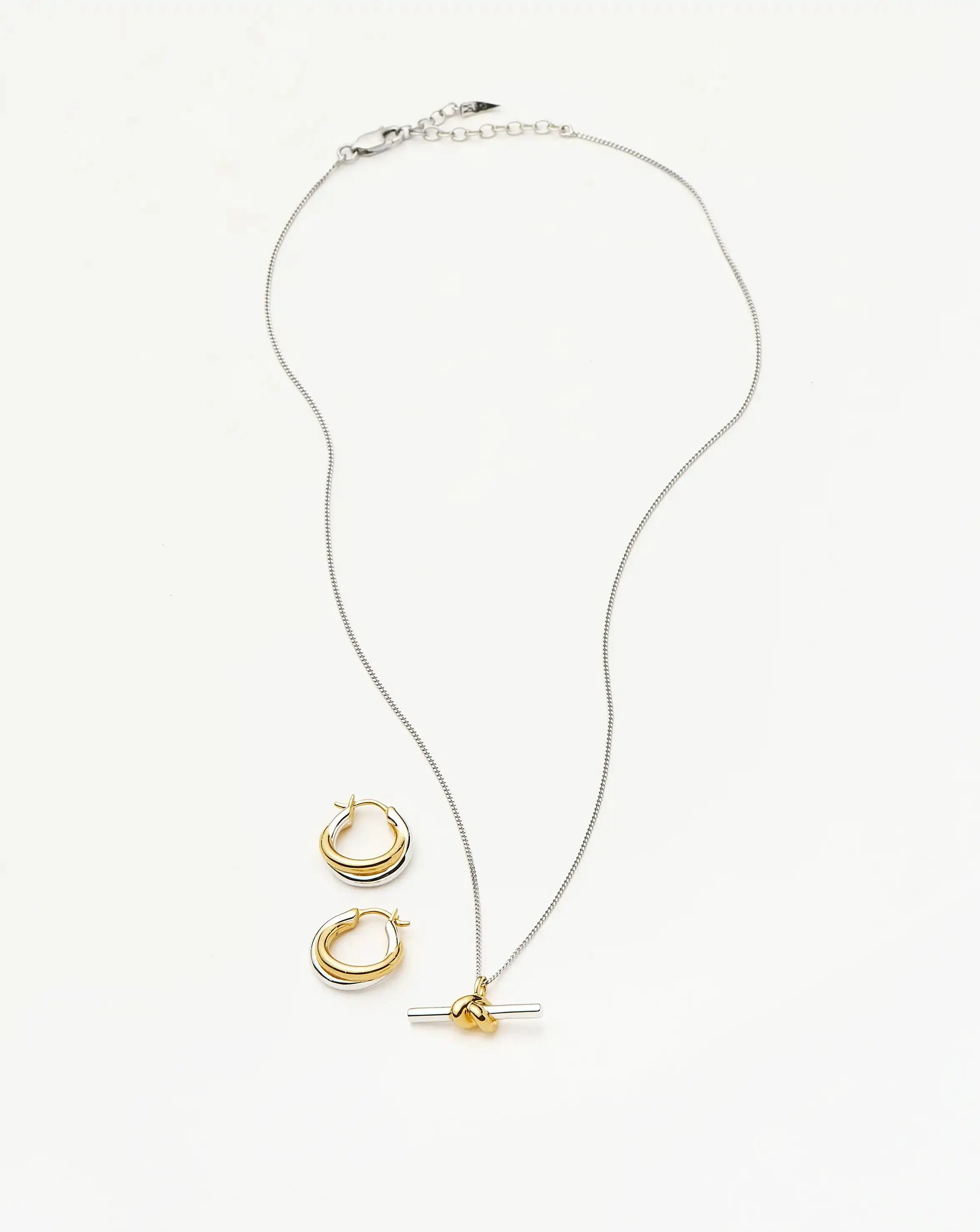 Lucy Williams Knot T-Bar Necklace & Entwine Earrings Set | Mixed Metal - Image 5