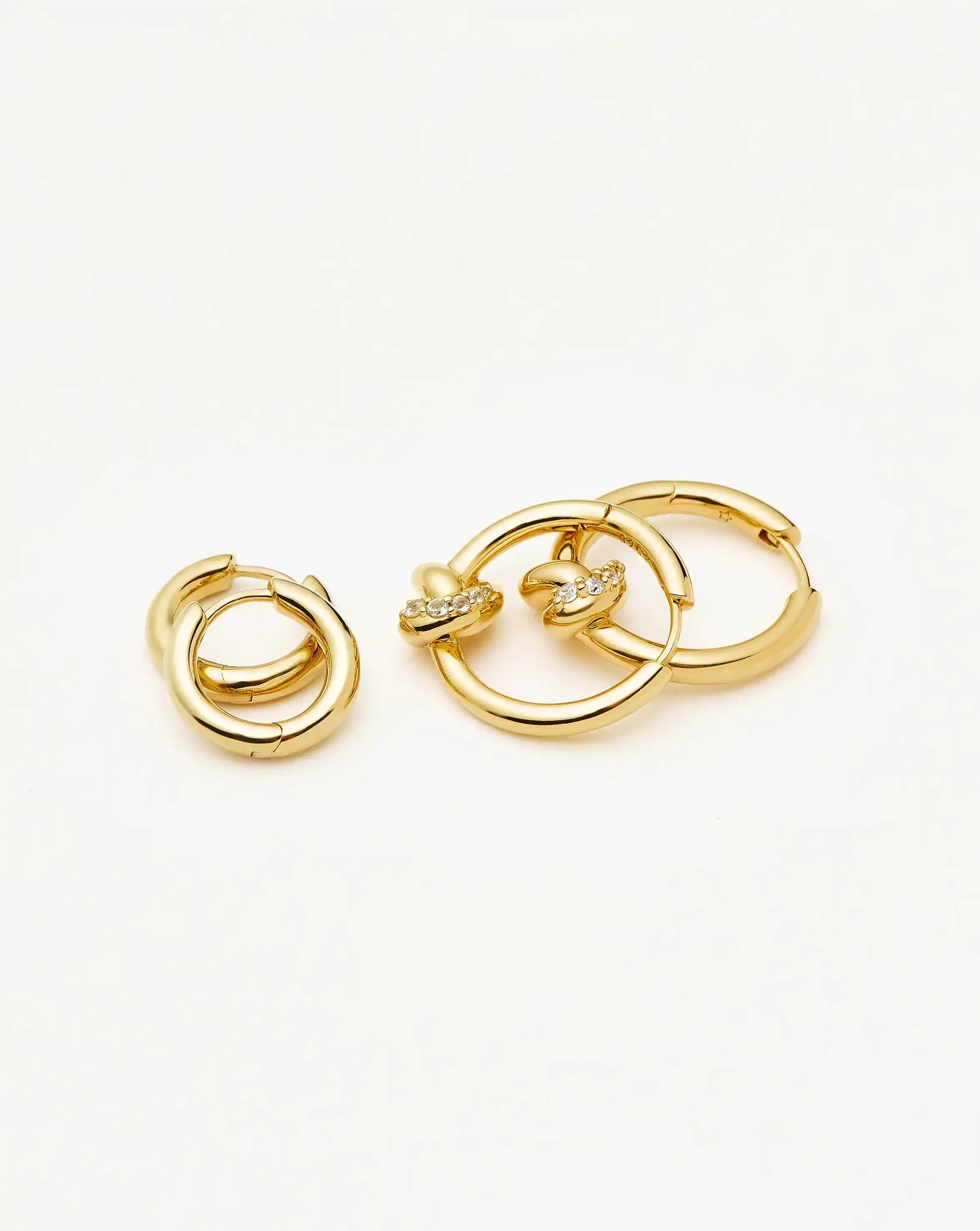 Lucy Williams Pavé Knot & Classic Tunnel Earrings Set | 18ct Gold Plated/18ct Gold Vermeil - Image 5