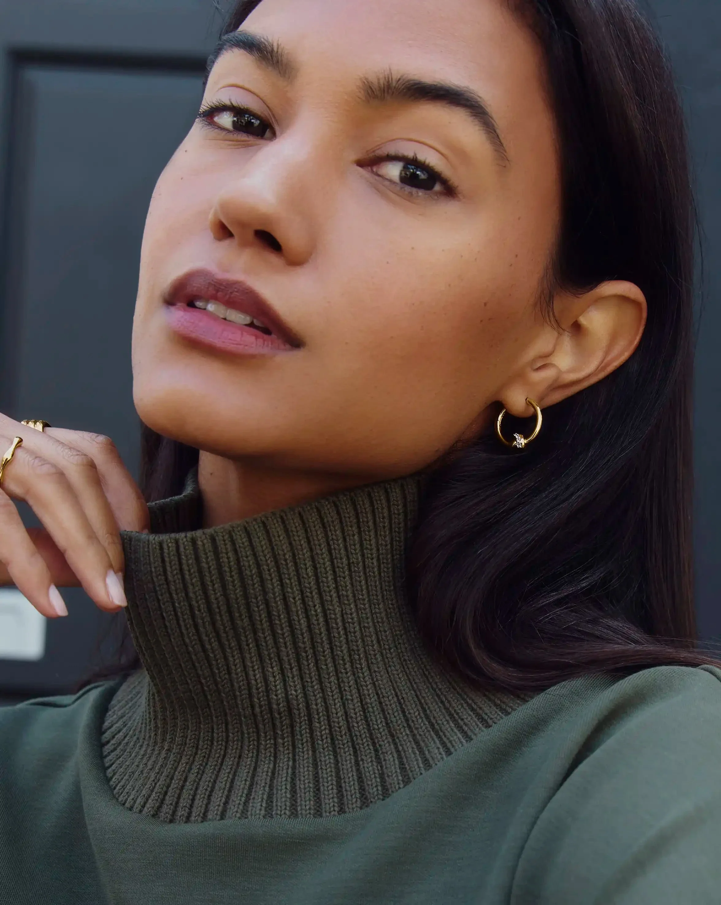 Lucy Williams Pavé Knot Small Hoop Earrings | 18ct Gold Plated - Image 3