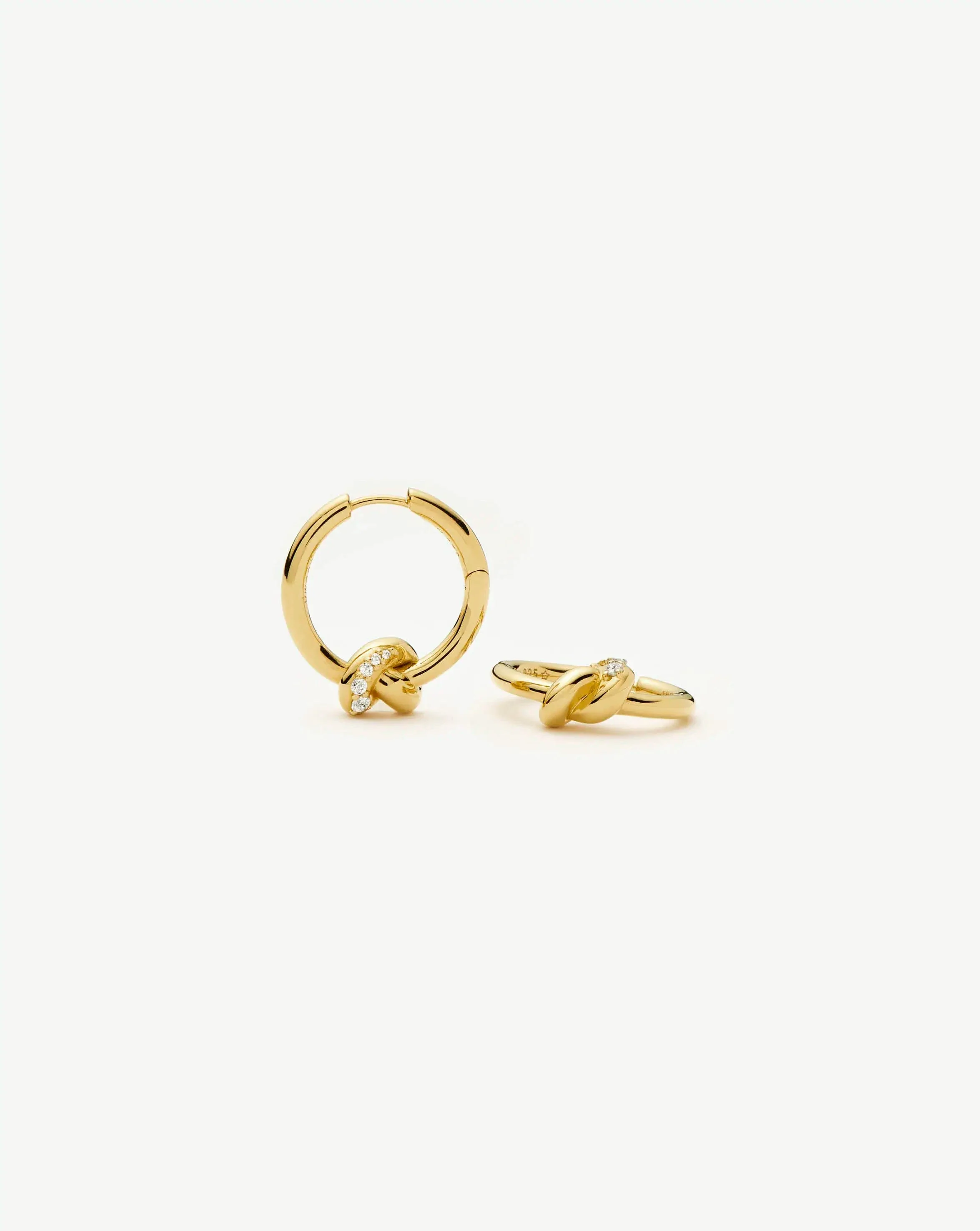 Lucy Williams Pavé Knot Small Hoop Earrings | 18ct Gold Plated - Image 4