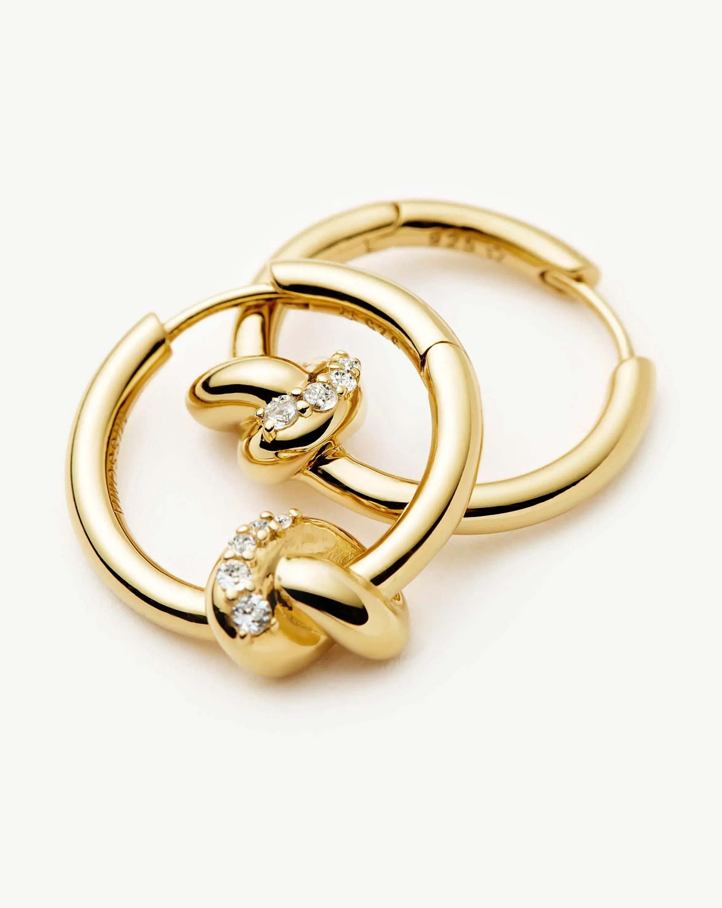 Lucy Williams Pavé Knot Small Hoop Earrings | 18ct Gold Plated - Image 5