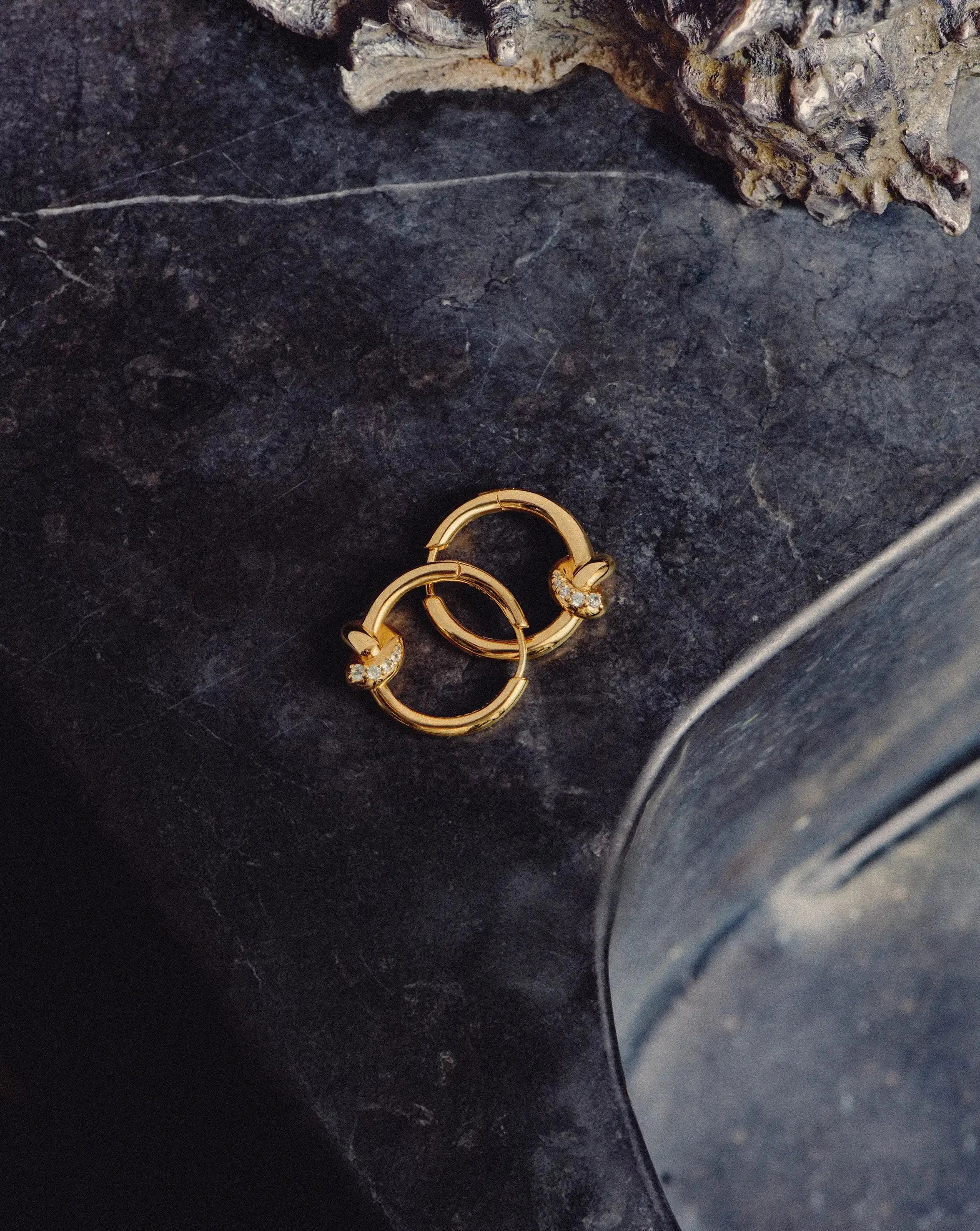 Lucy Williams Pavé Knot Small Hoop Earrings | 18ct Gold Plated - Image 7