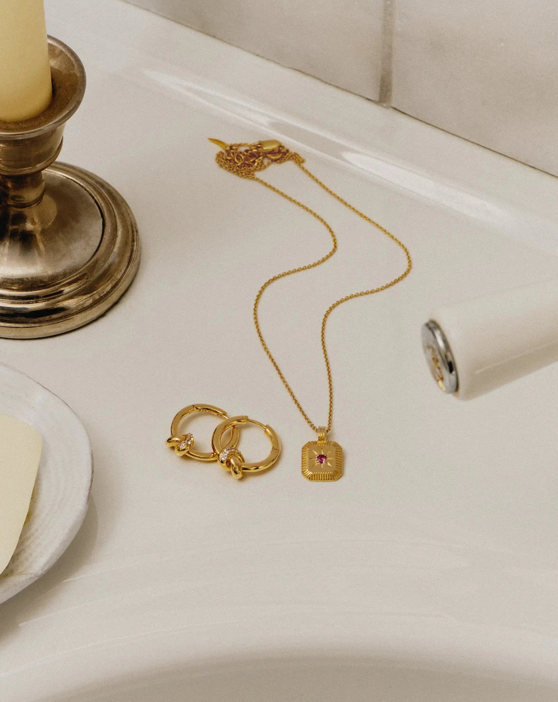 Lucy Williams Pavé Knot Small Hoop Earrings | 18ct Gold Plated - Image 8