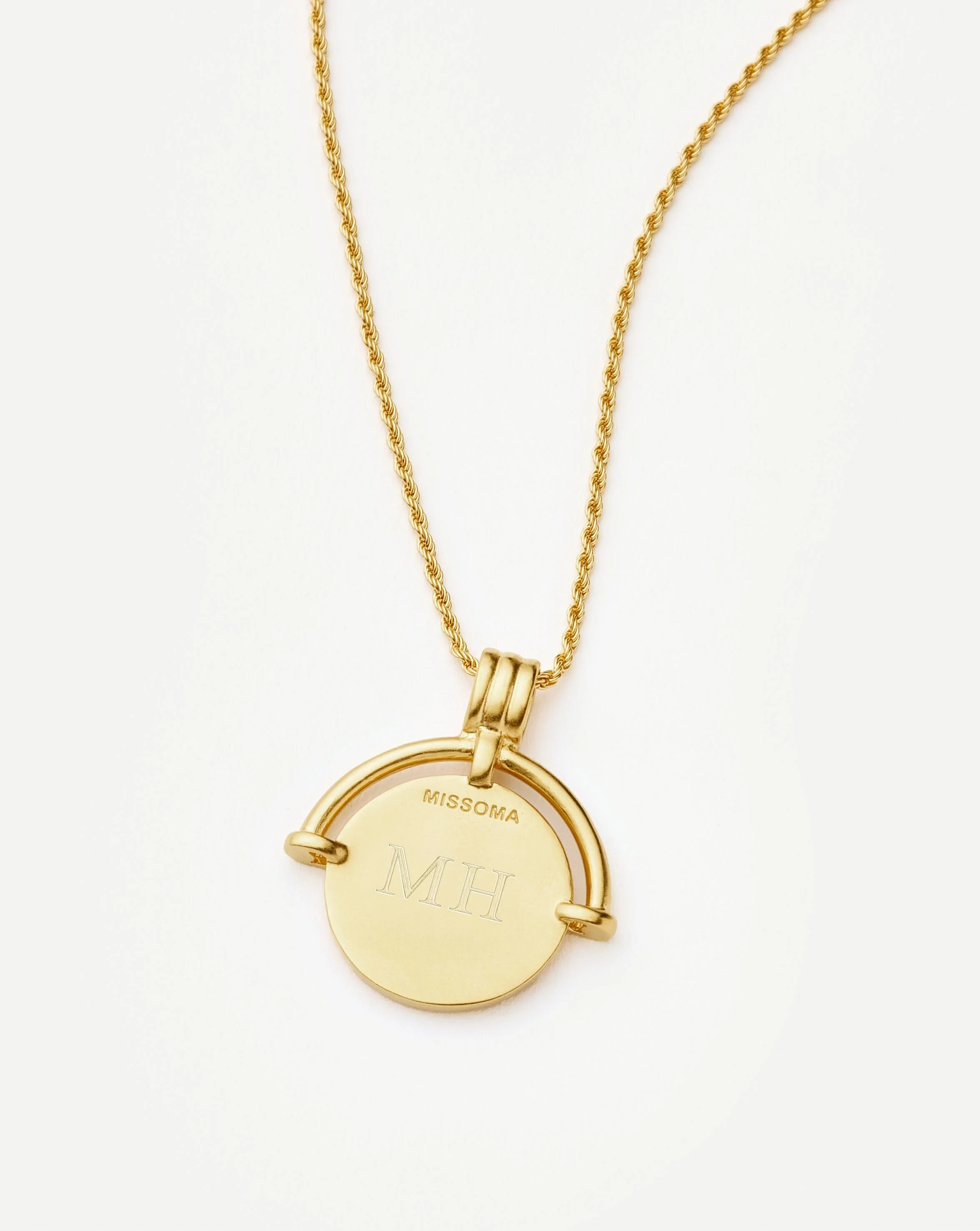 Lucy Williams Engravable Roman Arc Coin Necklace | 18ct Gold Plated - Image 5