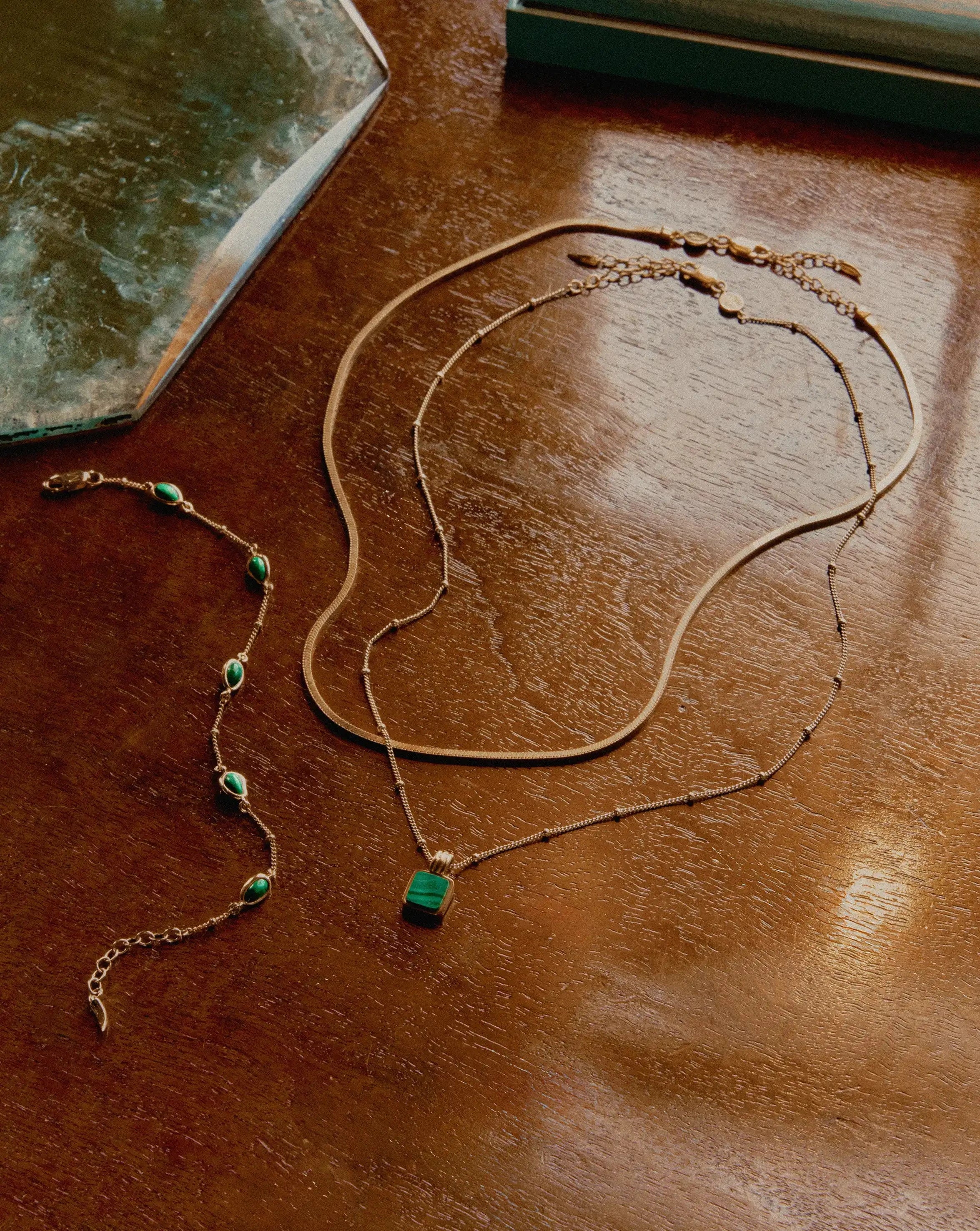 Iconic Lucy Williams Malachite Necklace Set | 18ct Gold Vermeil/Malachite - Image 5