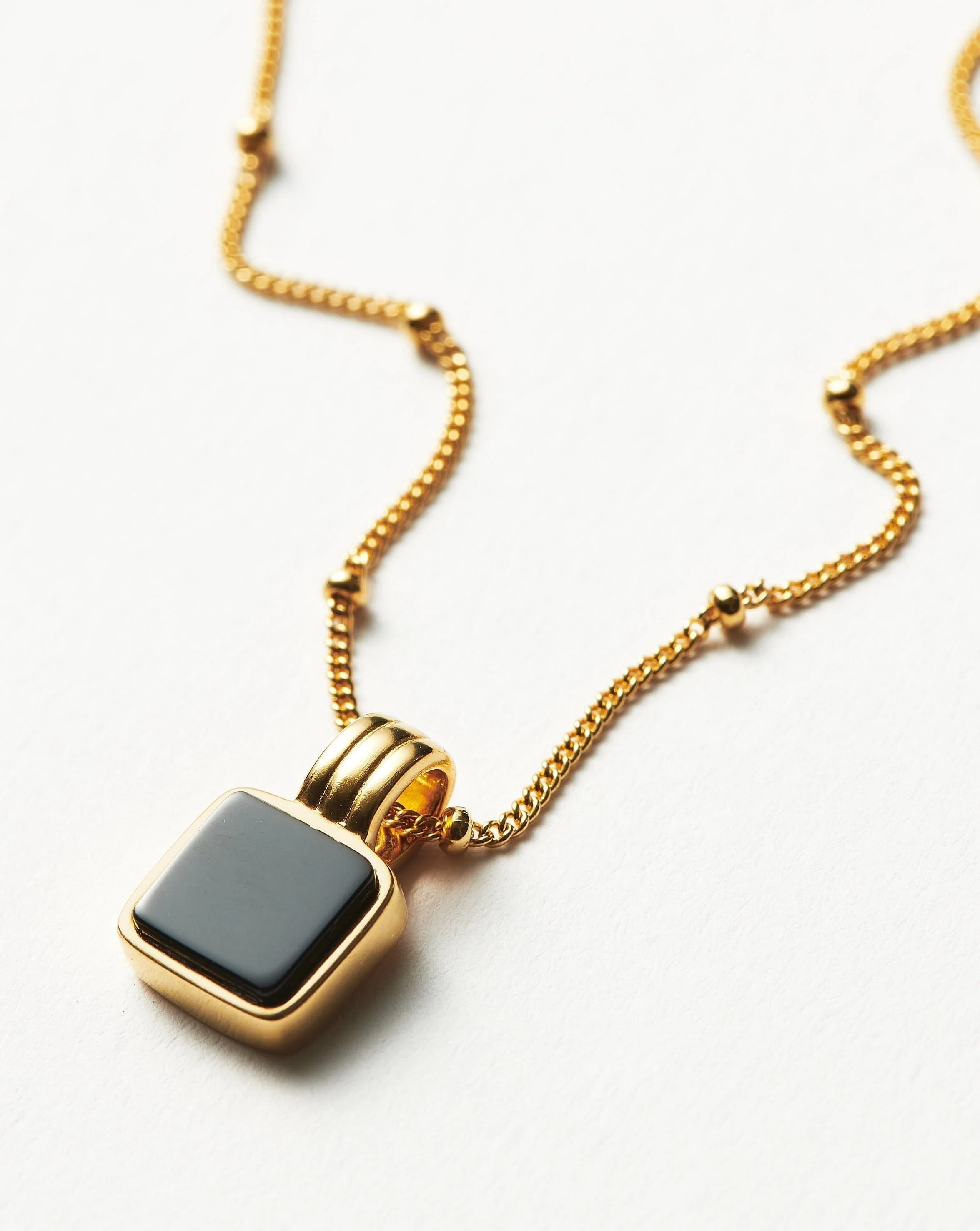 Lucy Williams Square Onyx Necklace | 18ct Gold Vermeil/Black Onyx - Image 3