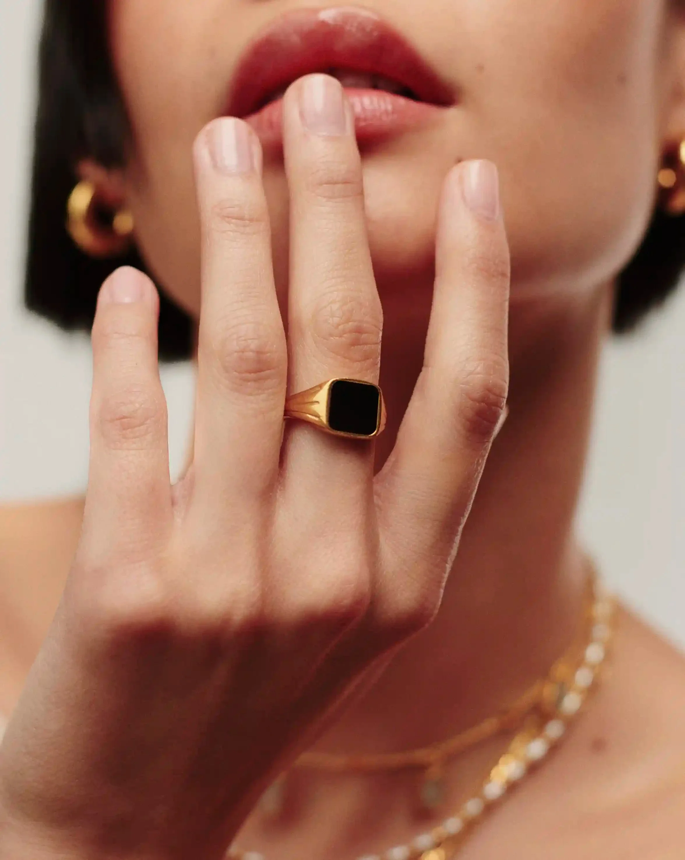 Lucy Williams Square Signet Ring | 18ct Gold Vermeil/Black Spinel - Image 2