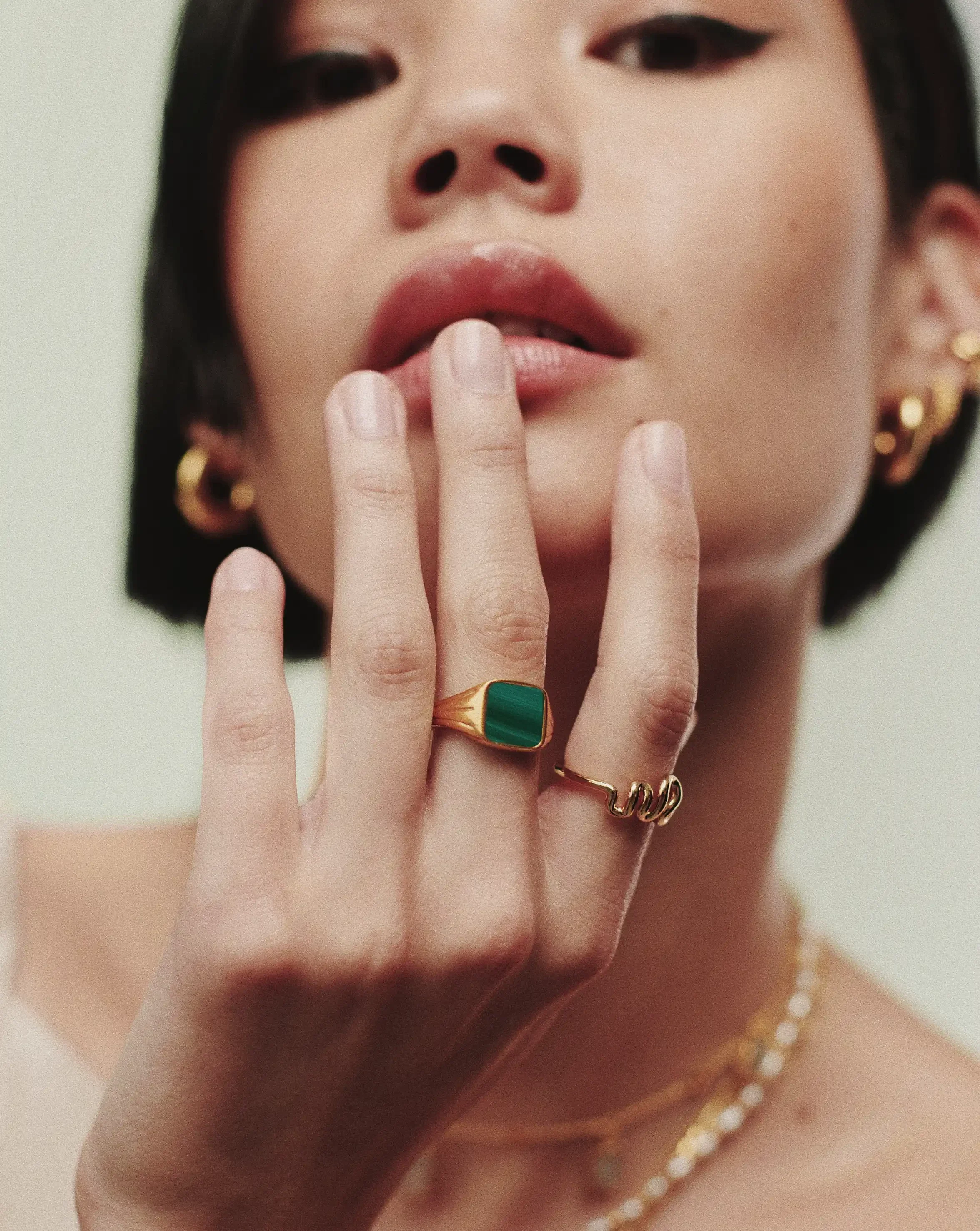 Lucy Williams Square Signet Ring | 18ct Gold Vermeil/Malachite - Image 3