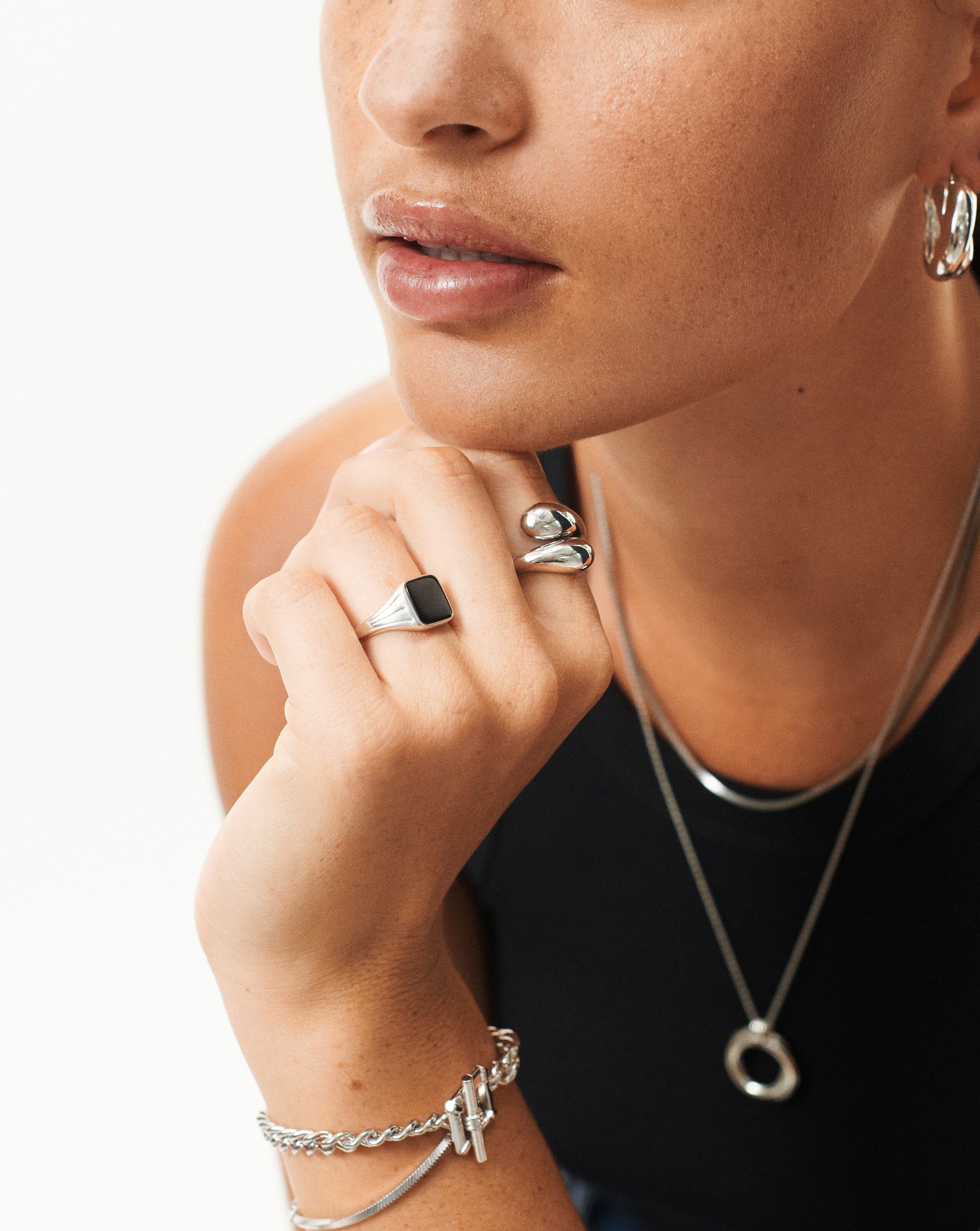 Lucy Williams Square Signet Ring | Sterling Silver/Black Spinel - Image 6
